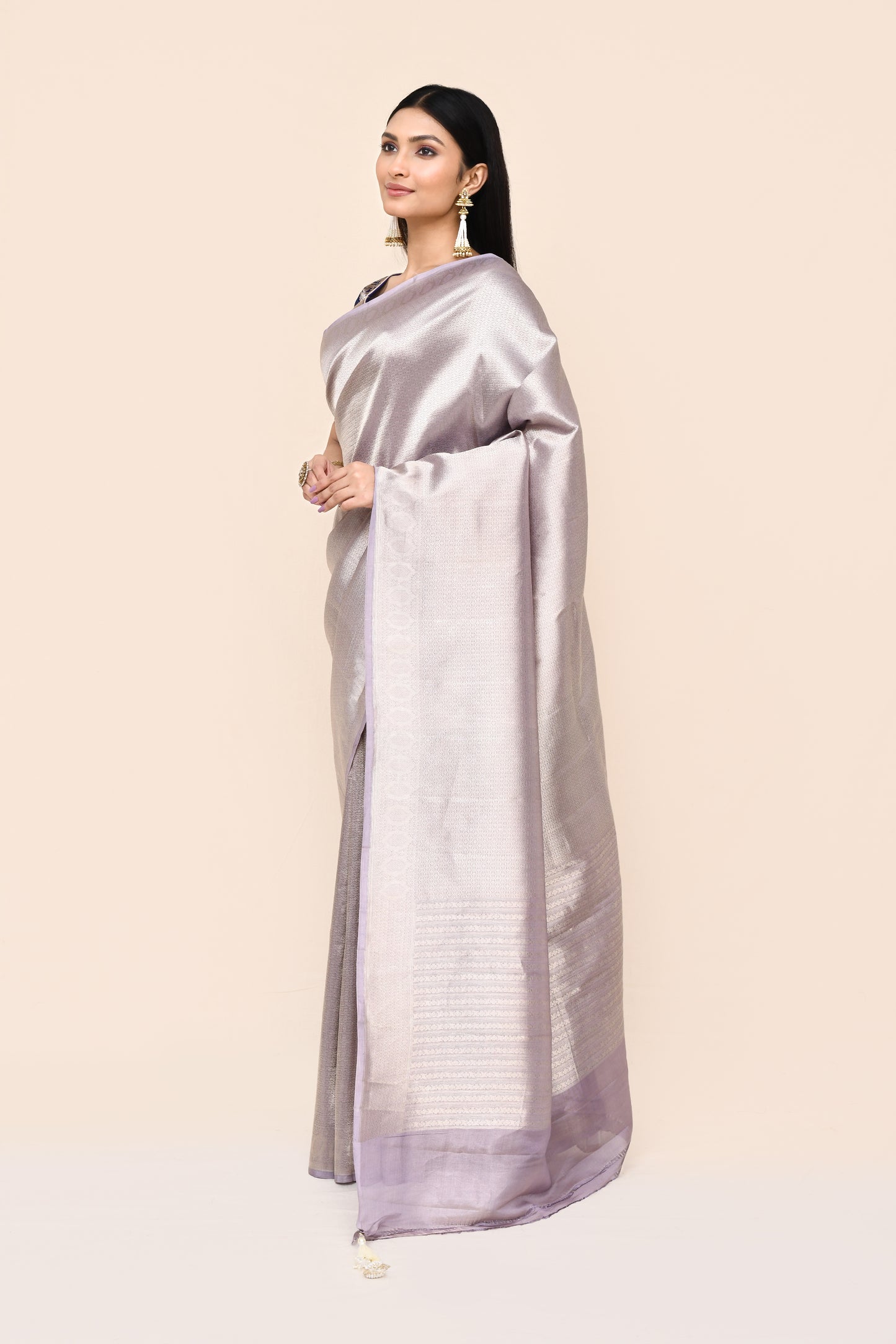 "VIRASAT 177" Crystal Pink Pure Silk Tissue Brocade Saree