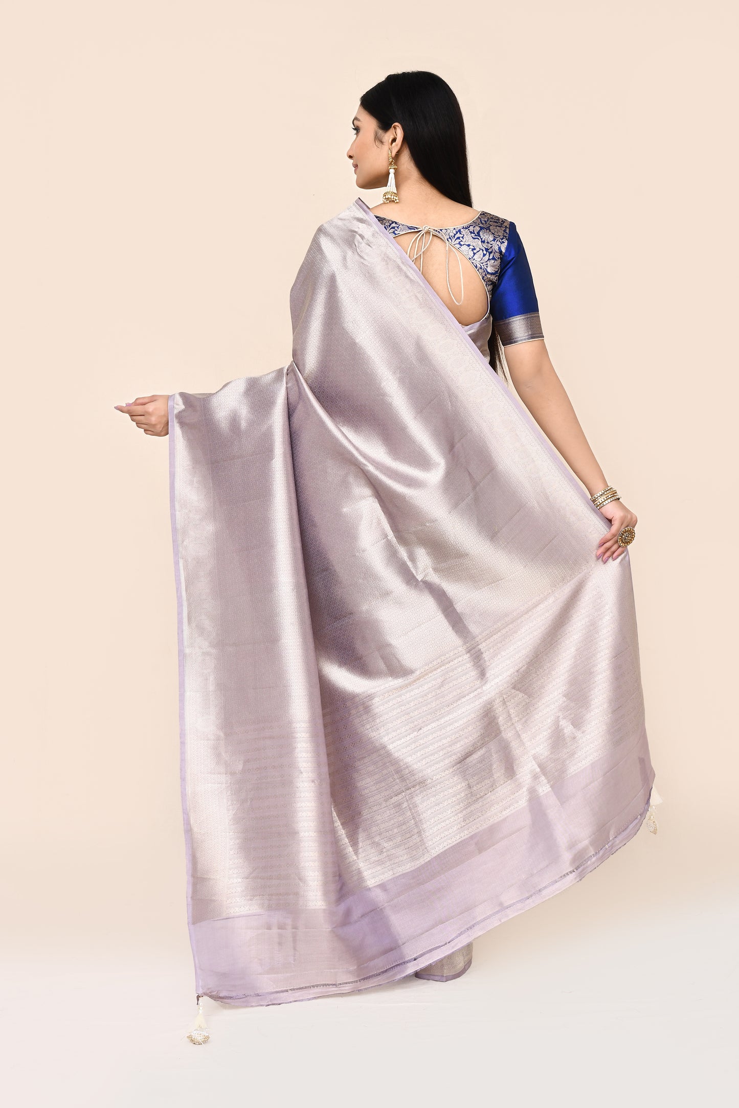 "VIRASAT 177" Crystal Pink Pure Silk Tissue Brocade Saree