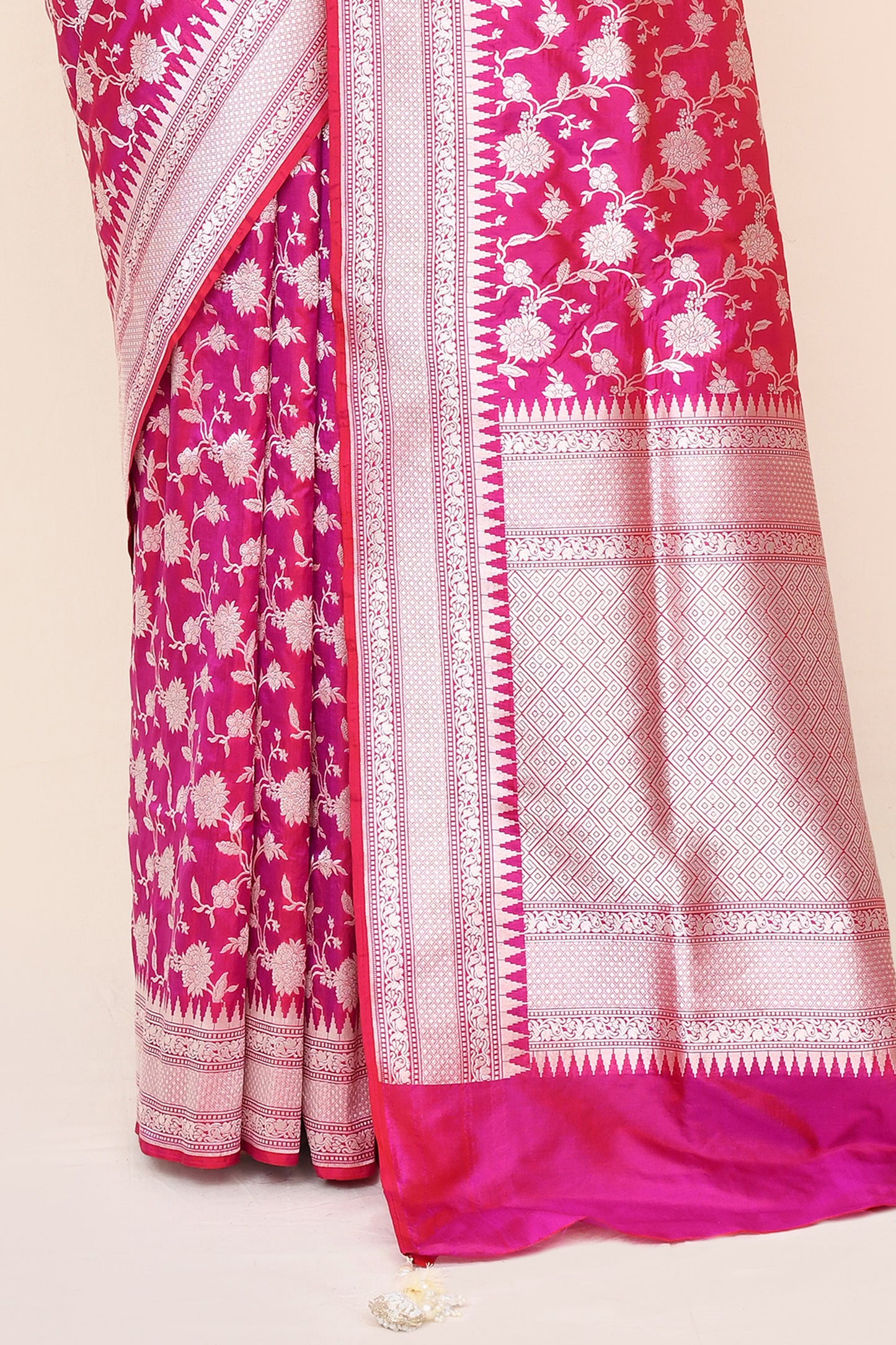 "VIRASAT 182" Salmon Pink Pure Banarasi Katan Uppada Saree