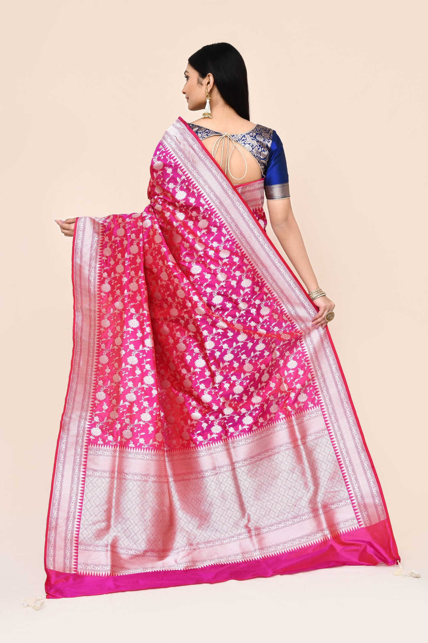 "VIRASAT 182" Salmon Pink Pure Banarasi Katan Uppada Saree