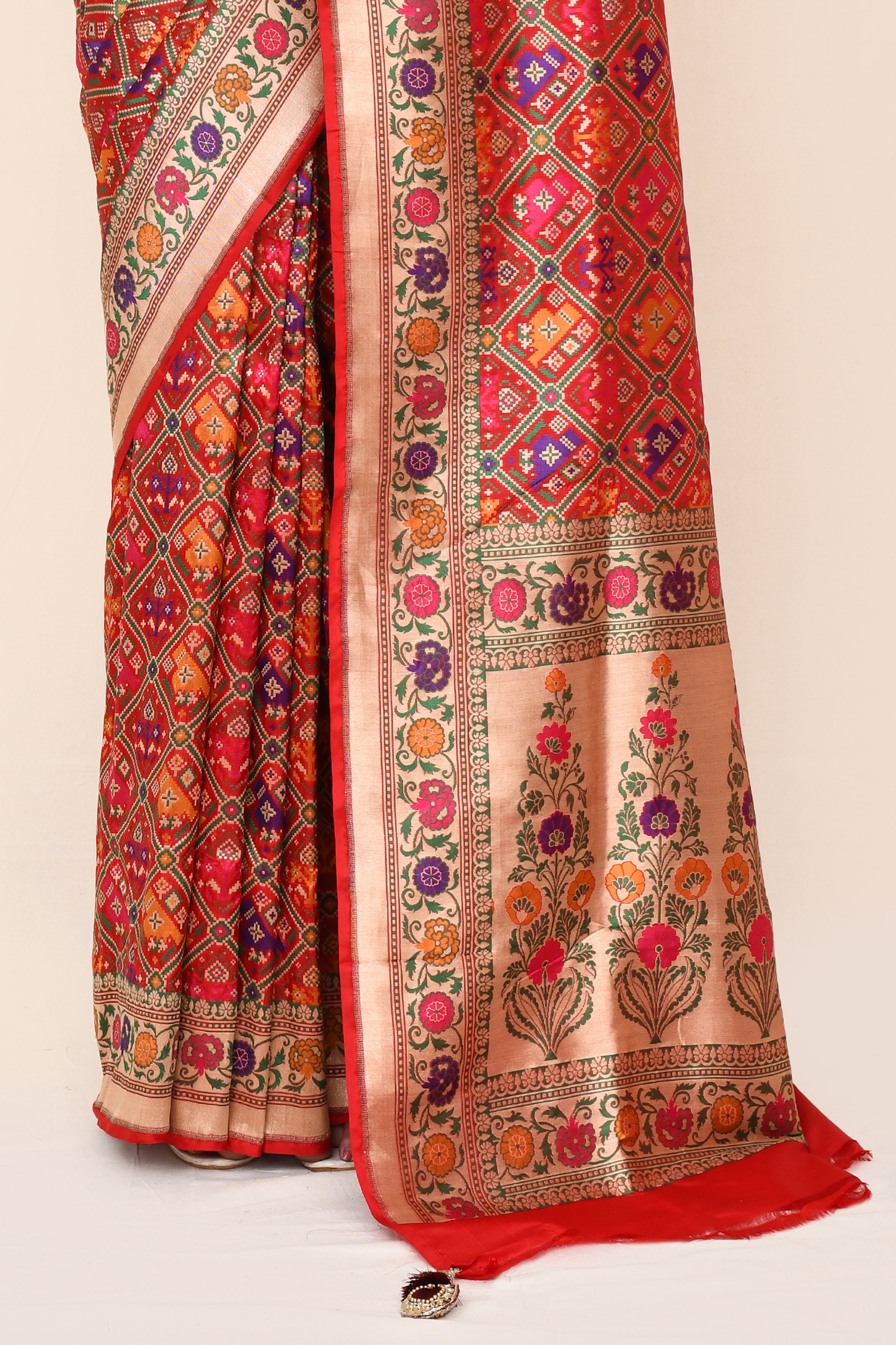 "VIRASAT 172" Red Pure Banarasi Ikkat Patola Saree