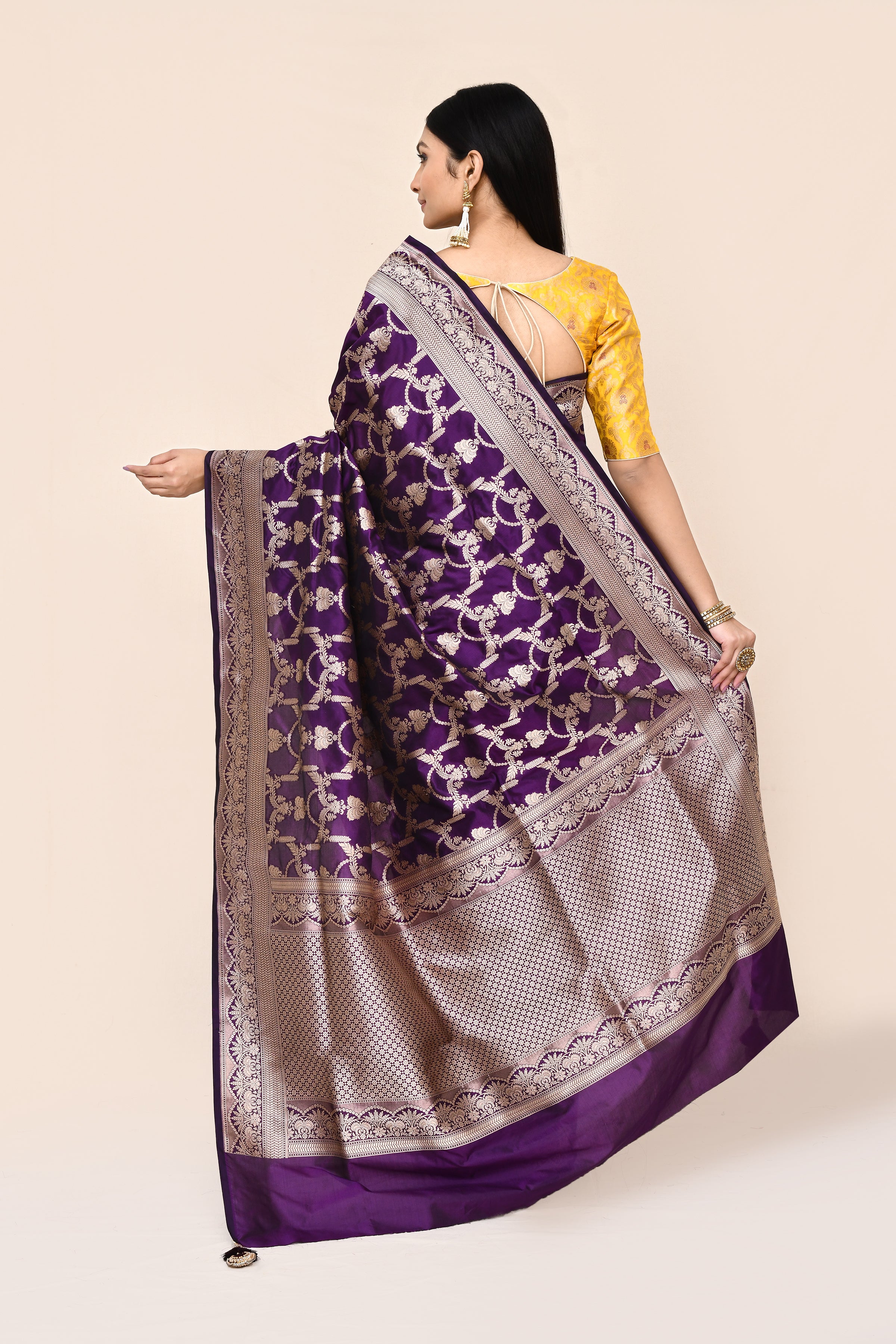 "VIRASAT 168A" Purple Pure Banarasi Katan Uppada Saree