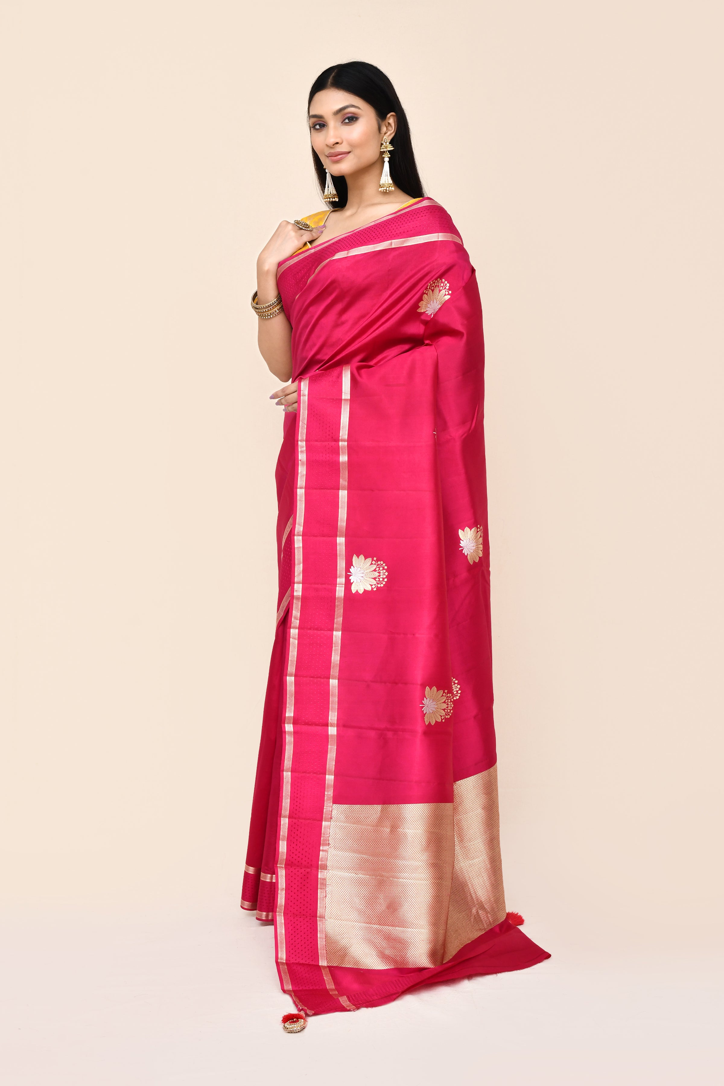"SILK BANARAS 062" Pure Handloom Katan Silk Saree With Zari Buta