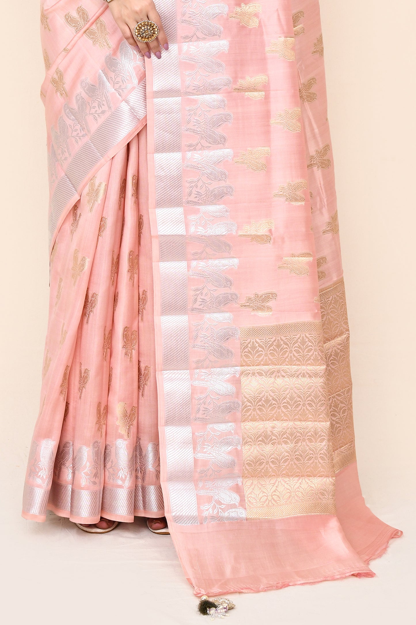 "SILK BANARAS 063" Light Pink Pure Silk Sonarupa Saree
