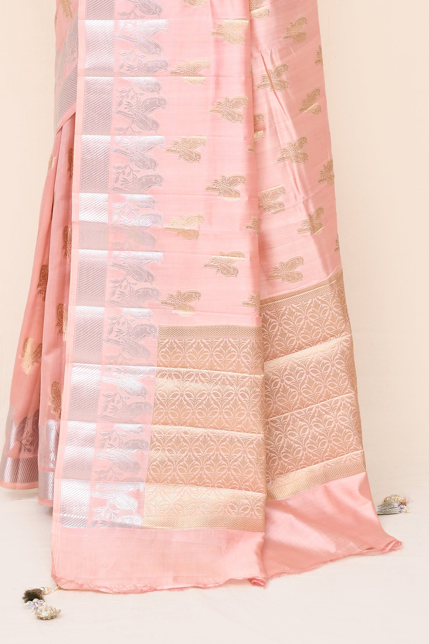 "SILK BANARAS 063" Light Pink Pure Silk Sonarupa Saree