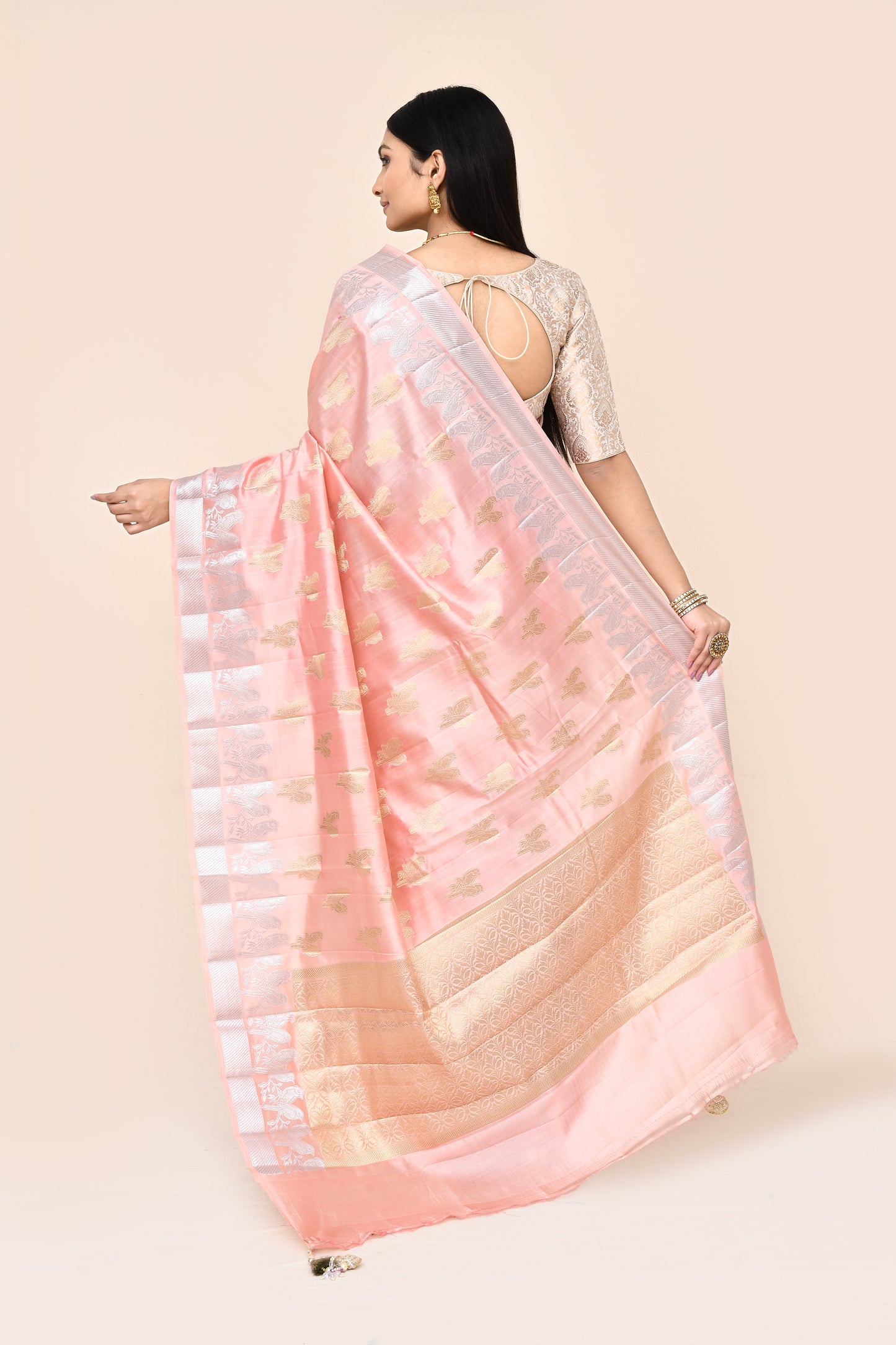 "SILK BANARAS 063" Light Pink Pure Silk Sonarupa Saree