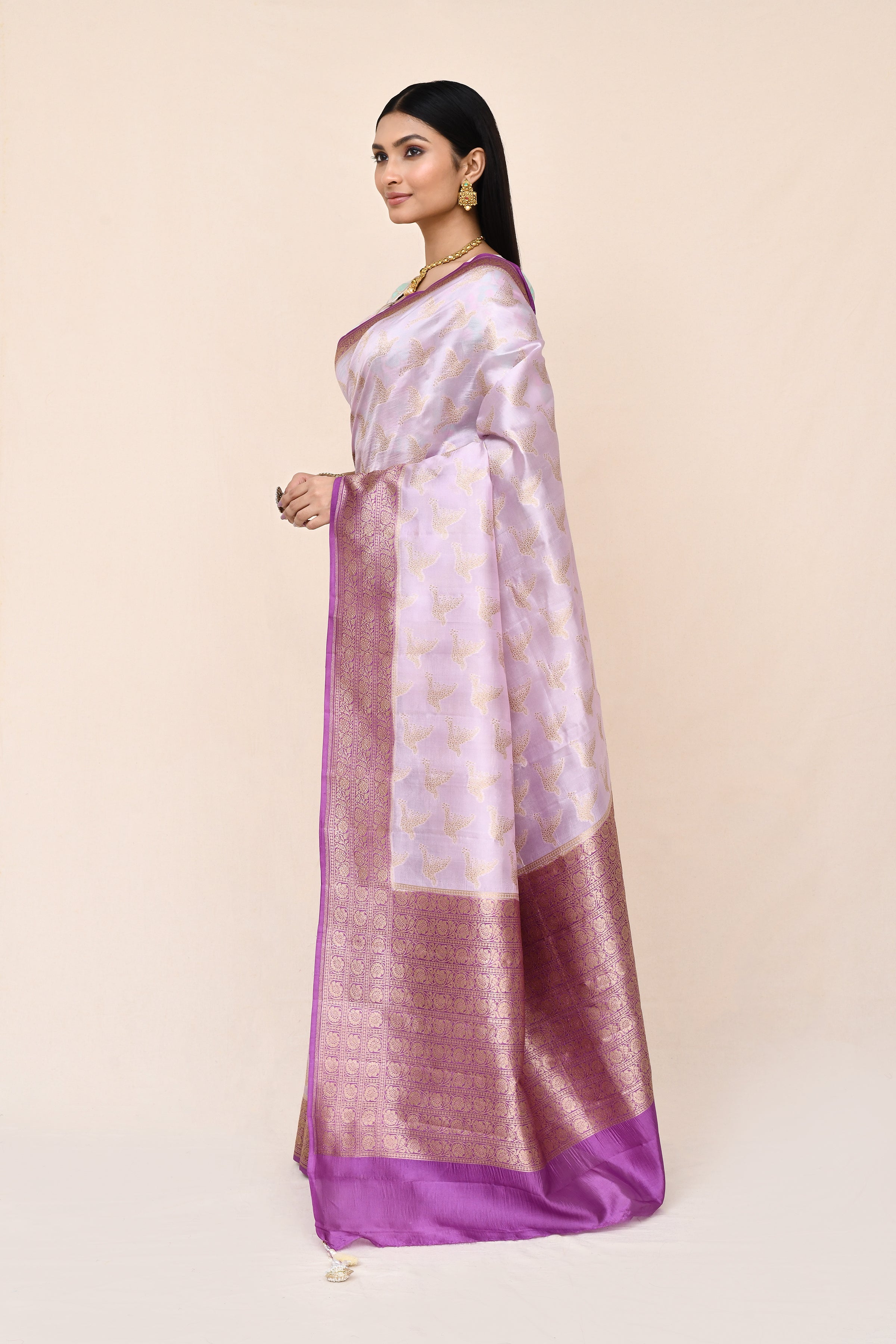 "SILK BANARAS 070" Light Pink Pure Banarasi Silk Saree
