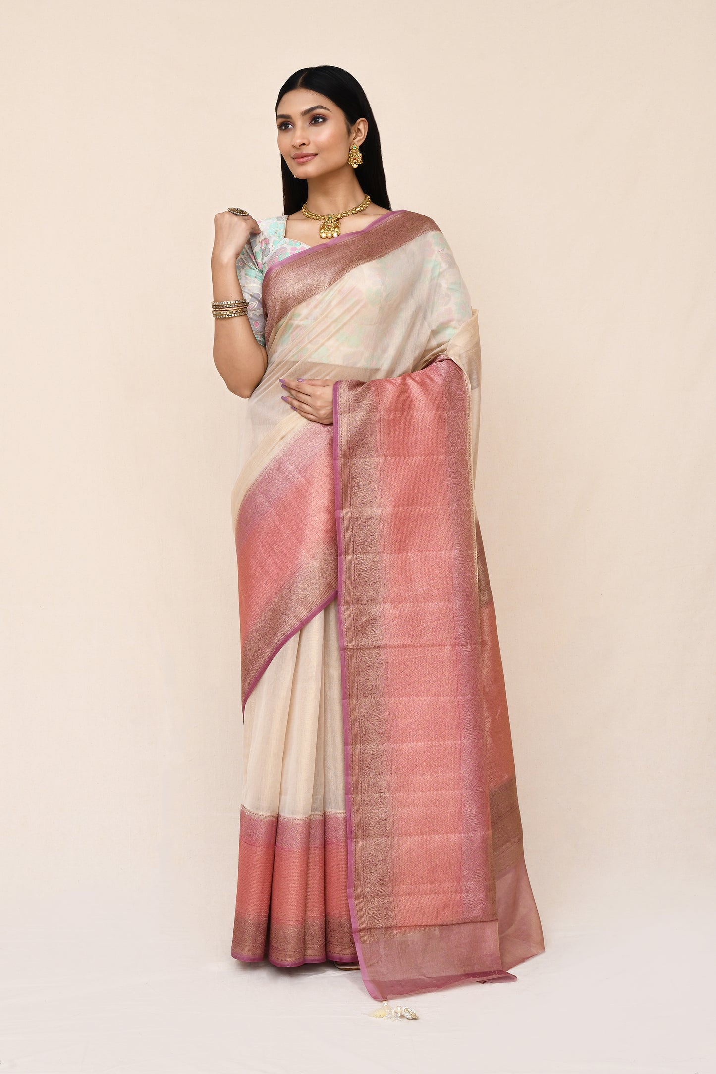 "SILK BANARAS 072" Pure Tissue Silk Saree