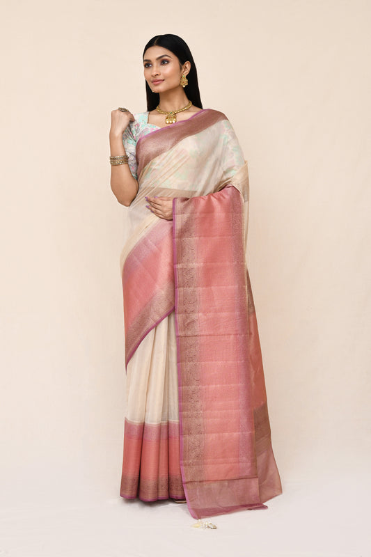 "SILK BANARAS 072" Pure Tissue Silk Saree