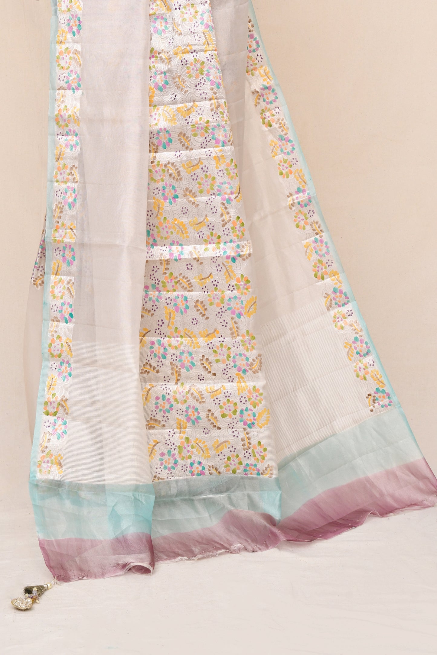 "SILK BANARAS 074" Pure Tissue Silk Center Design Saree