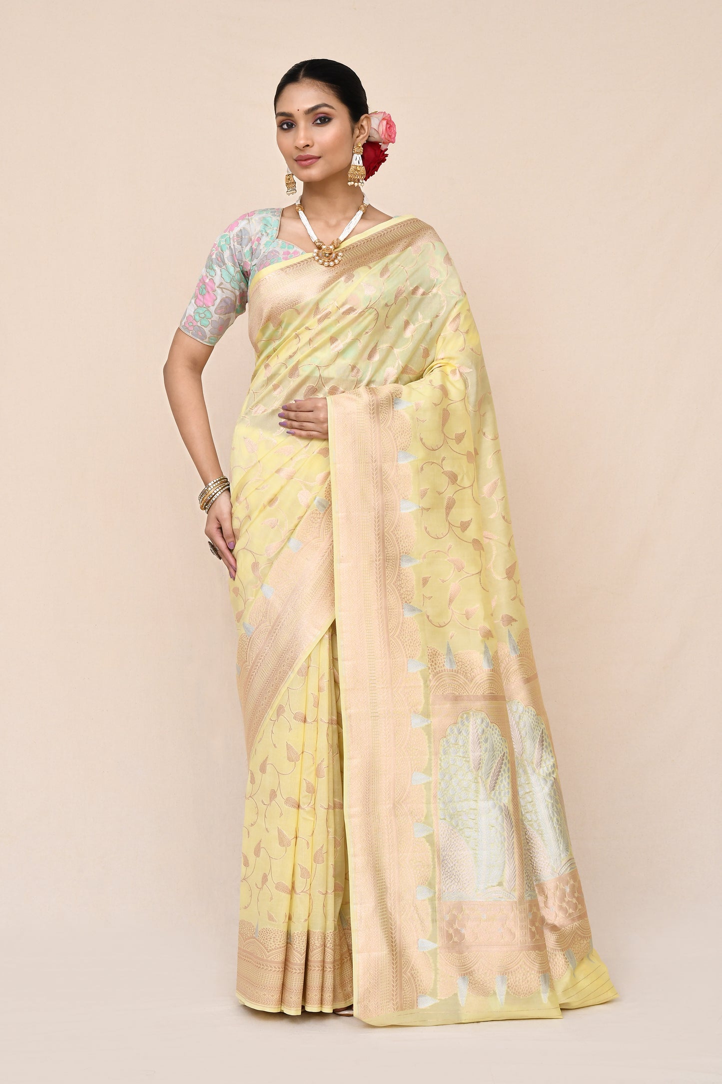 "WAAH BANARAS 054" Sunrise Hues Banarasi Soft Silk Saree