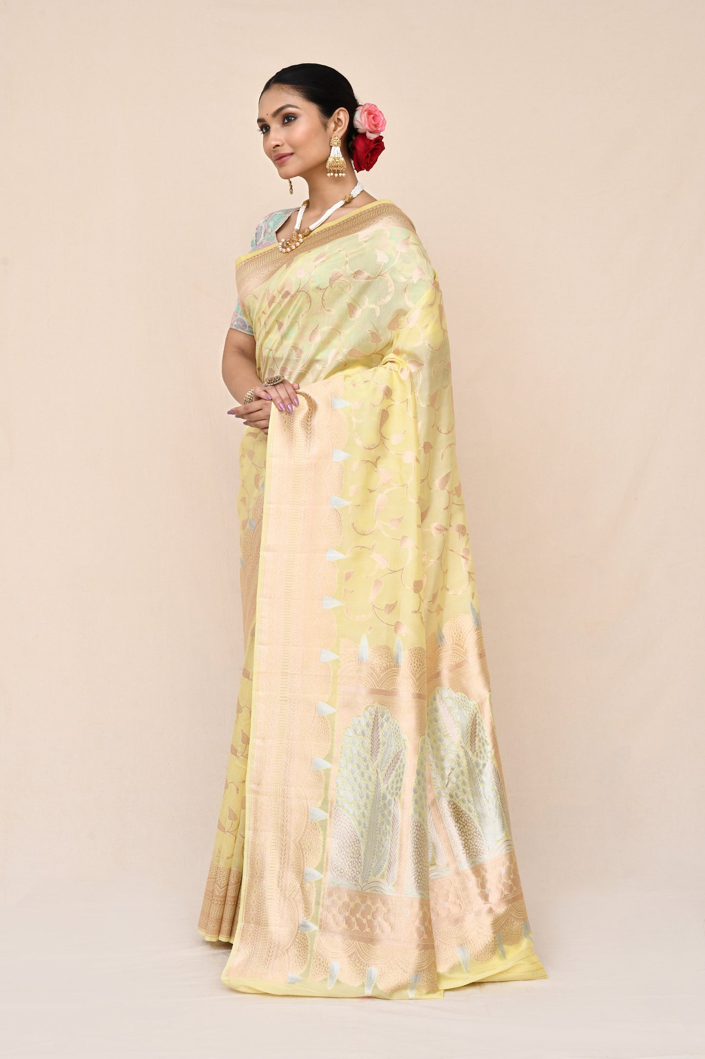 "WAAH BANARAS 054" Sunrise Hues Banarasi Soft Silk Saree