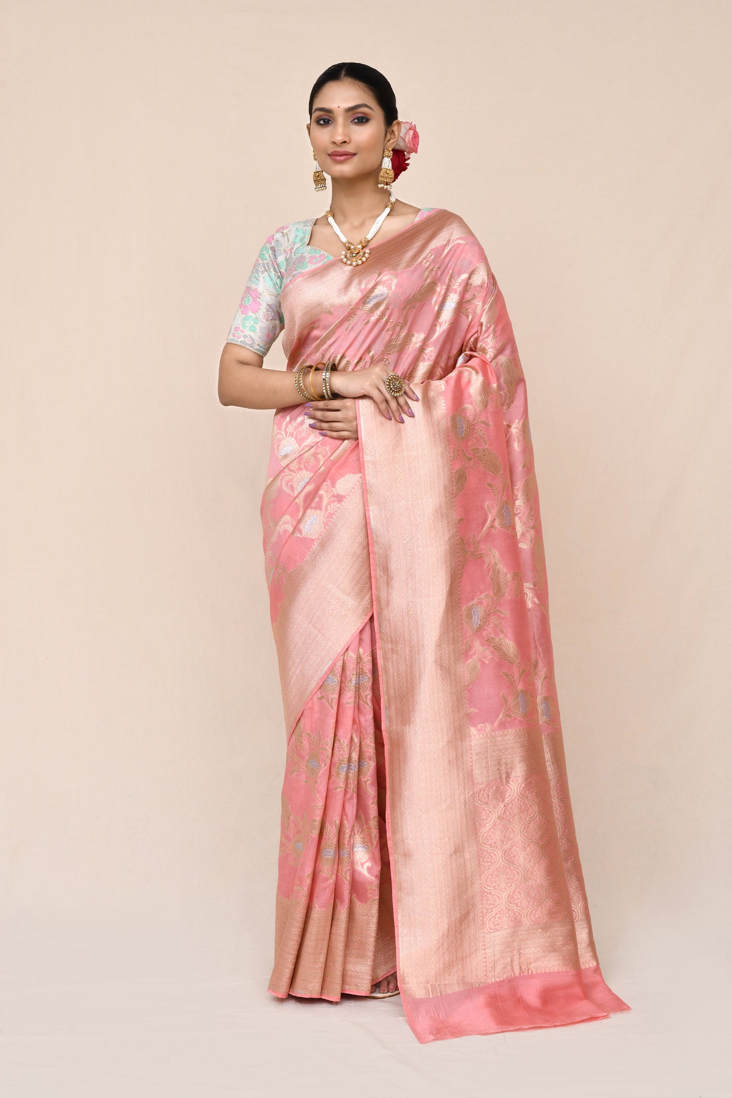 "WAAH BANARAS 020" Pink Banarasi Silk Saree