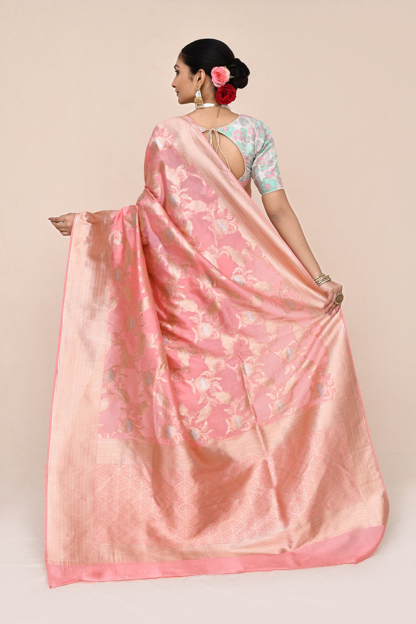 "WAAH BANARAS 020" Pink Banarasi Silk Saree