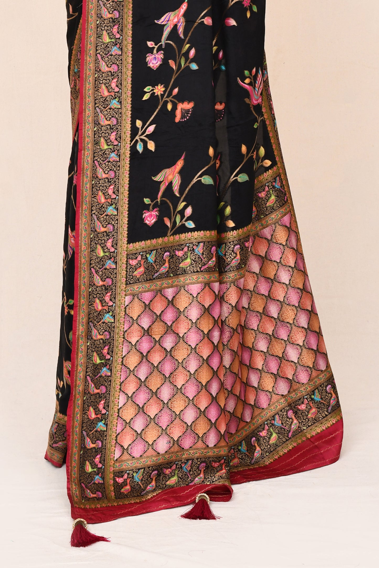 "WAAH BANARAS 023" Black Banarasi Kalamkari Saree