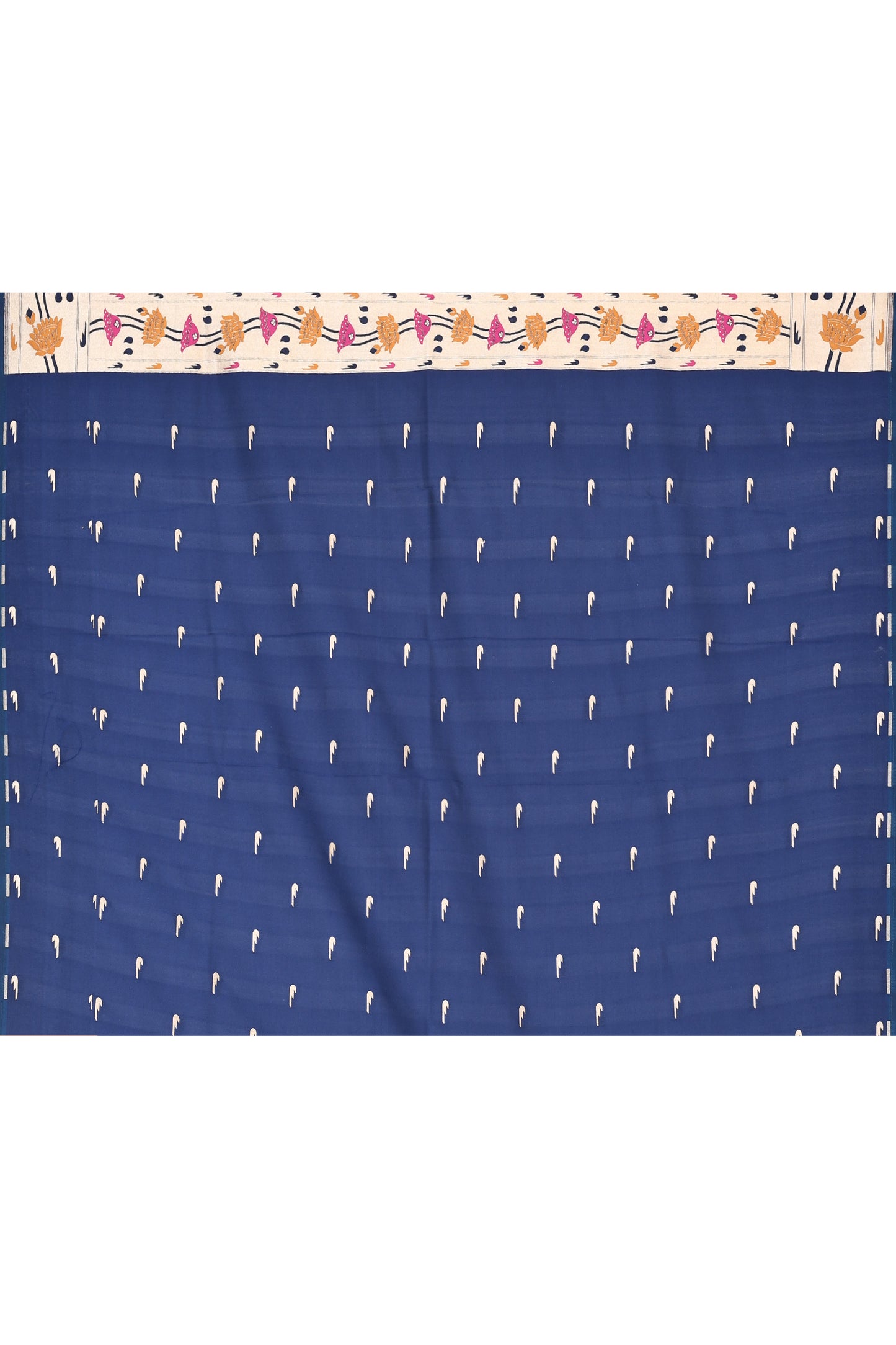 "WAAH BANARAS 029" Navy Blue Banarasi Silk Katan Paithani Border Pallu Saree