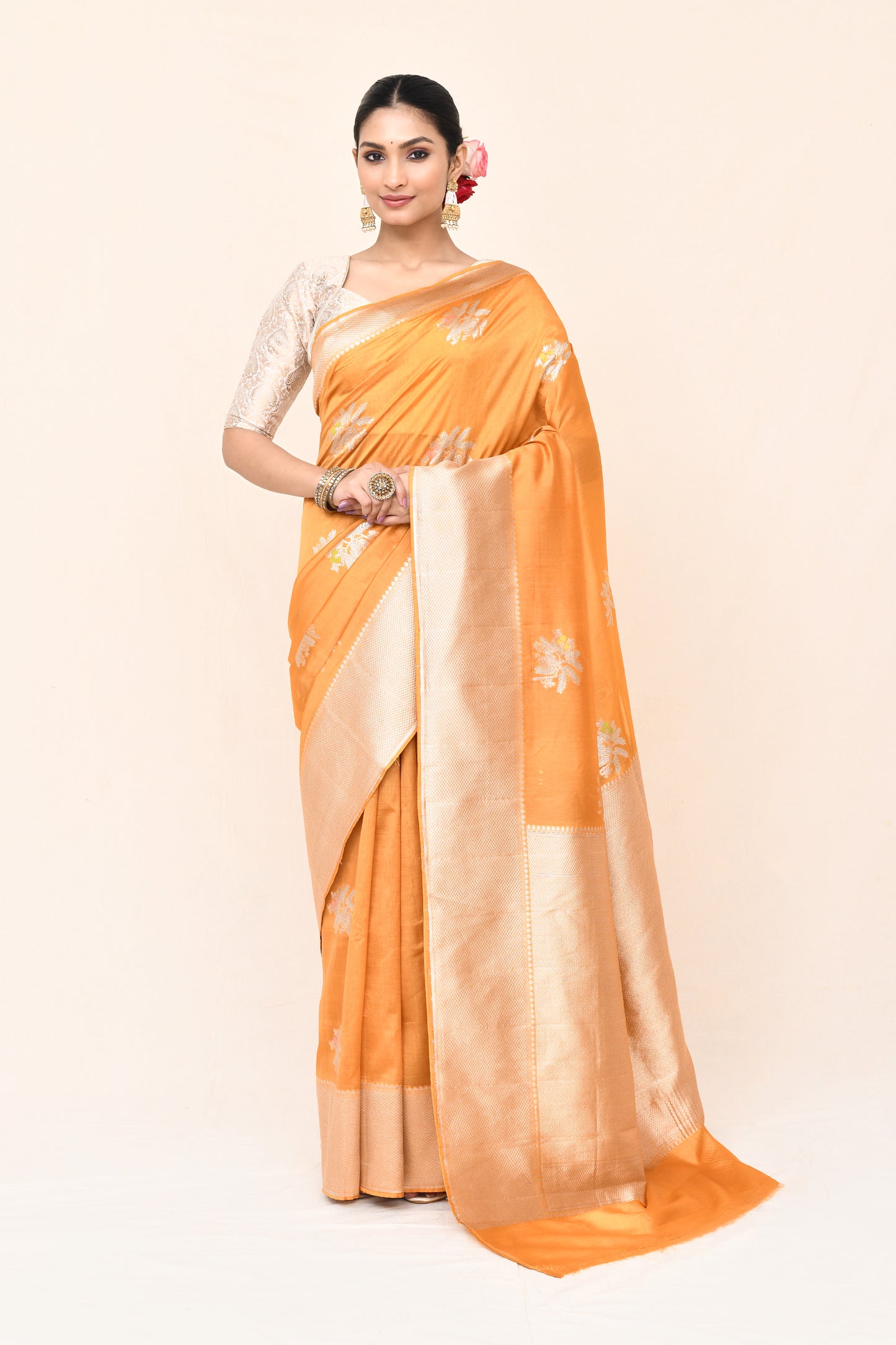 "WAAH BANARAS 031" Orangish Banarasi Soft Silk Saree