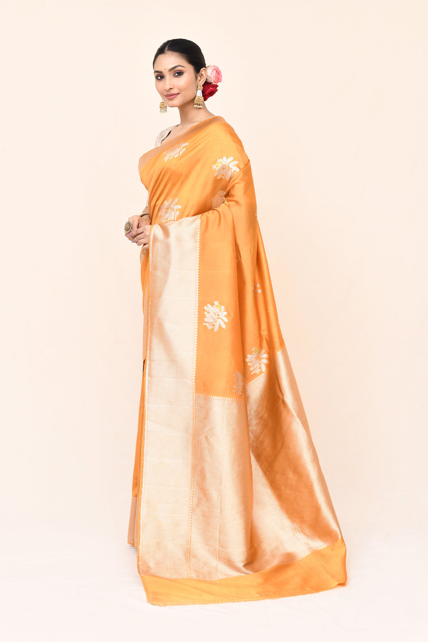 "WAAH BANARAS 031" Orangish Banarasi Soft Silk Saree