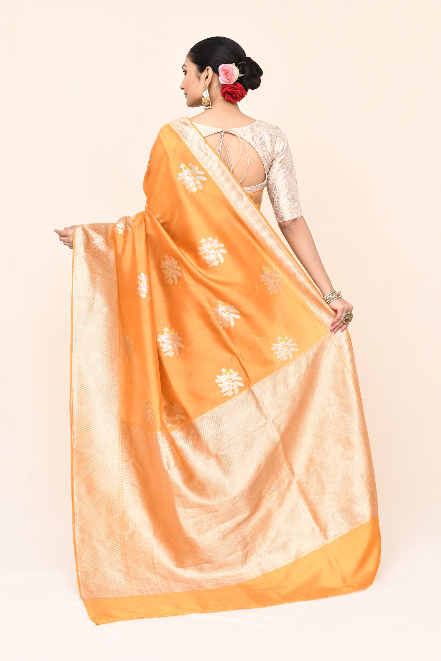 "WAAH BANARAS 031" Orangish Banarasi Soft Silk Saree