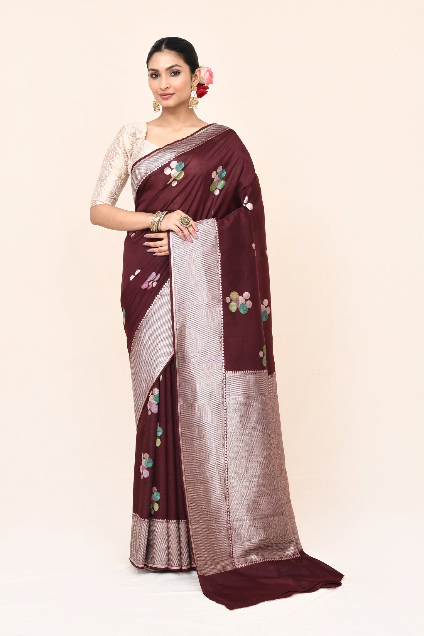 "WAAH BANARAS 032" Brown Banarasi Silk Saree