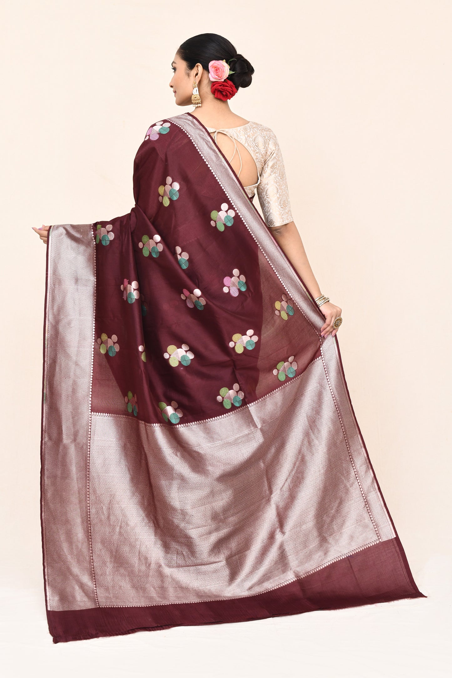"WAAH BANARAS 032" Brown Banarasi Silk Saree