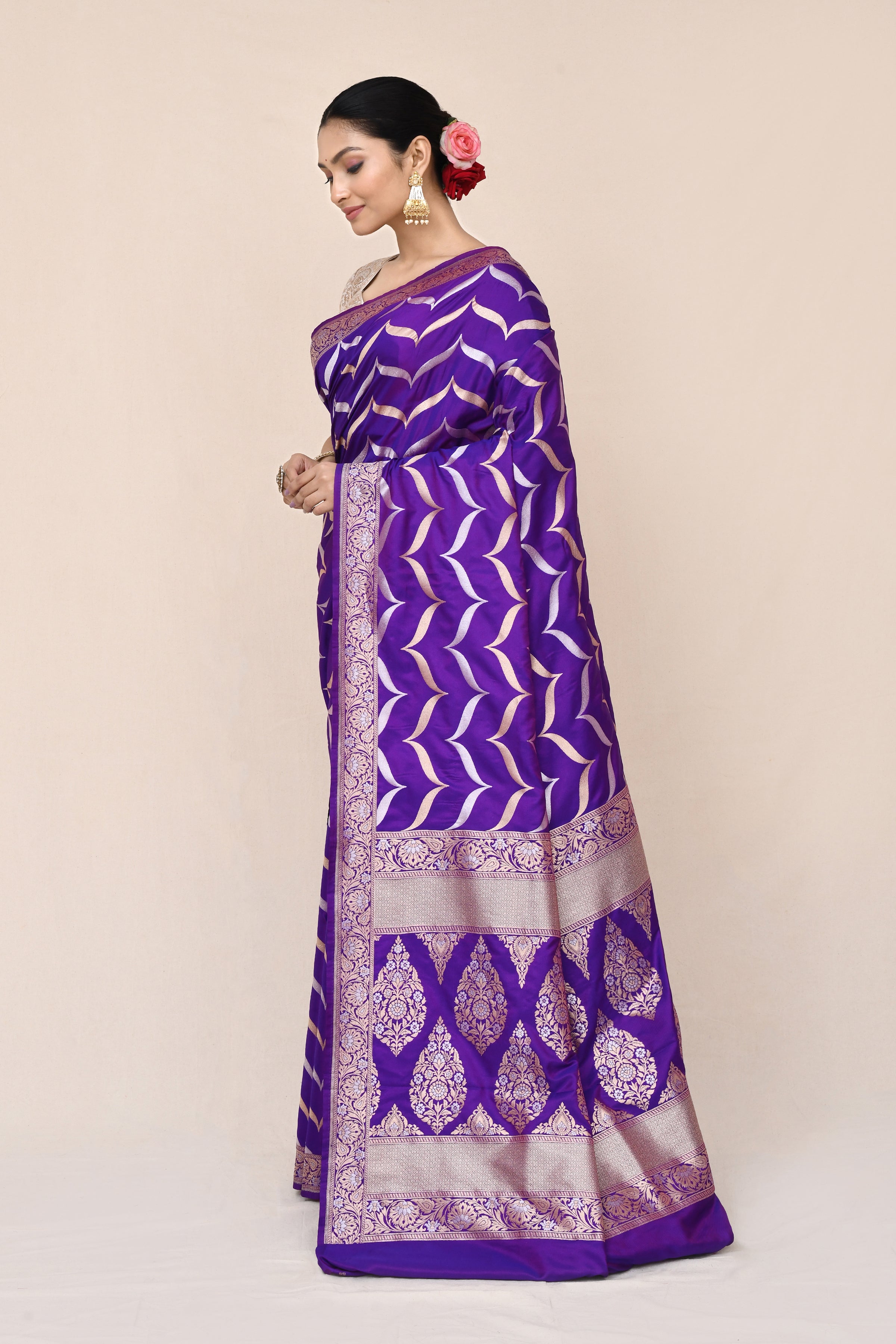 "WAAH BANARAS 036" Purple Banarasi Silk Saree