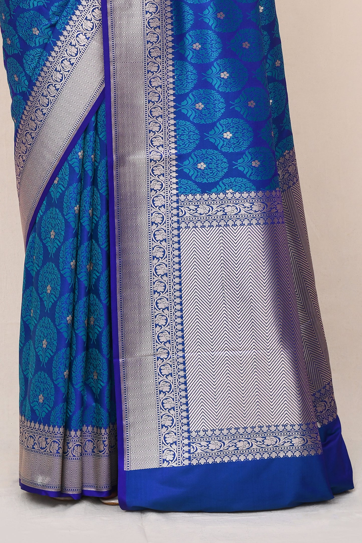 "Pavitra" Cobalt Blue Banarasi Silk Katan Saree