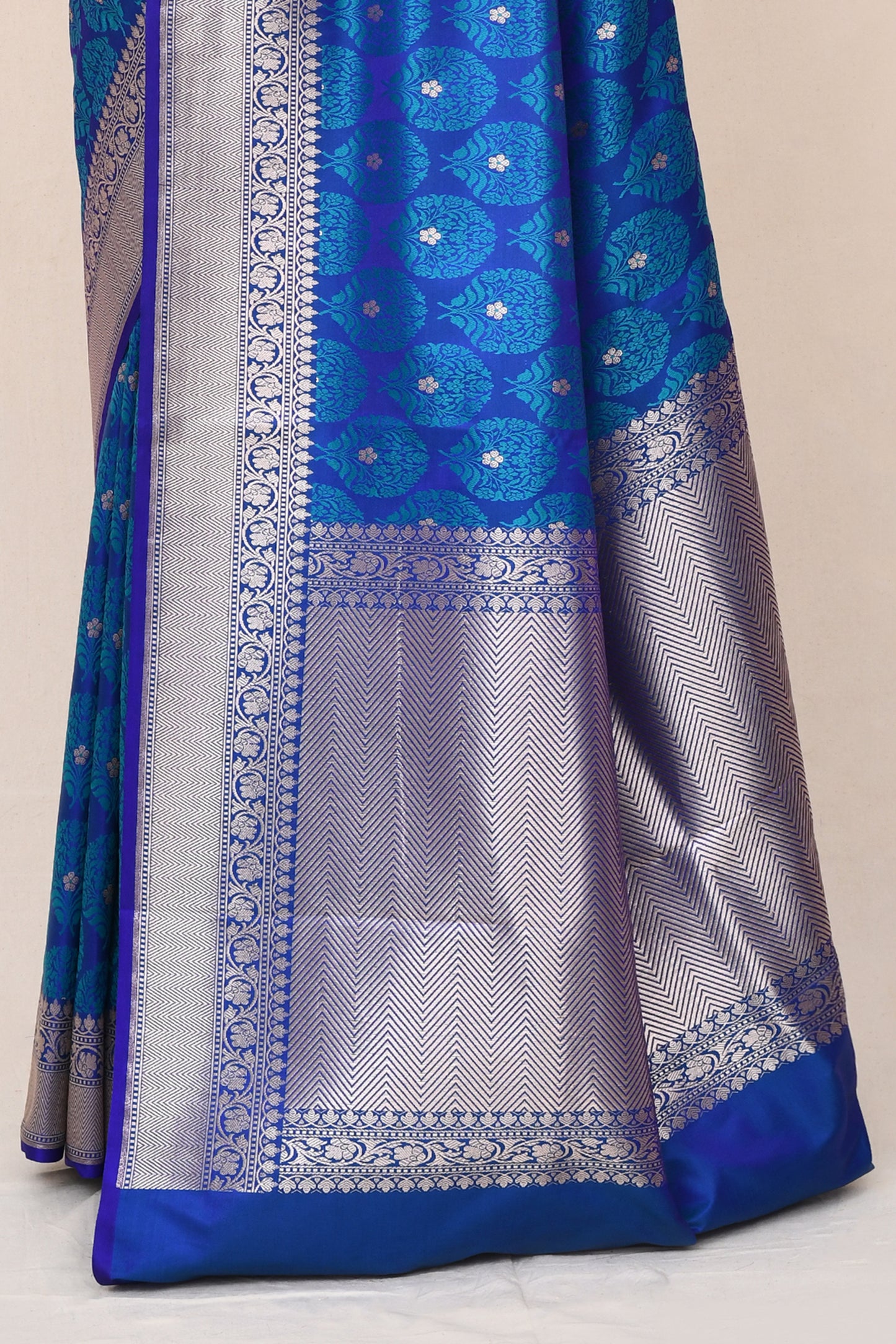 "Pavitra" Cobalt Blue Banarasi Silk Katan Saree