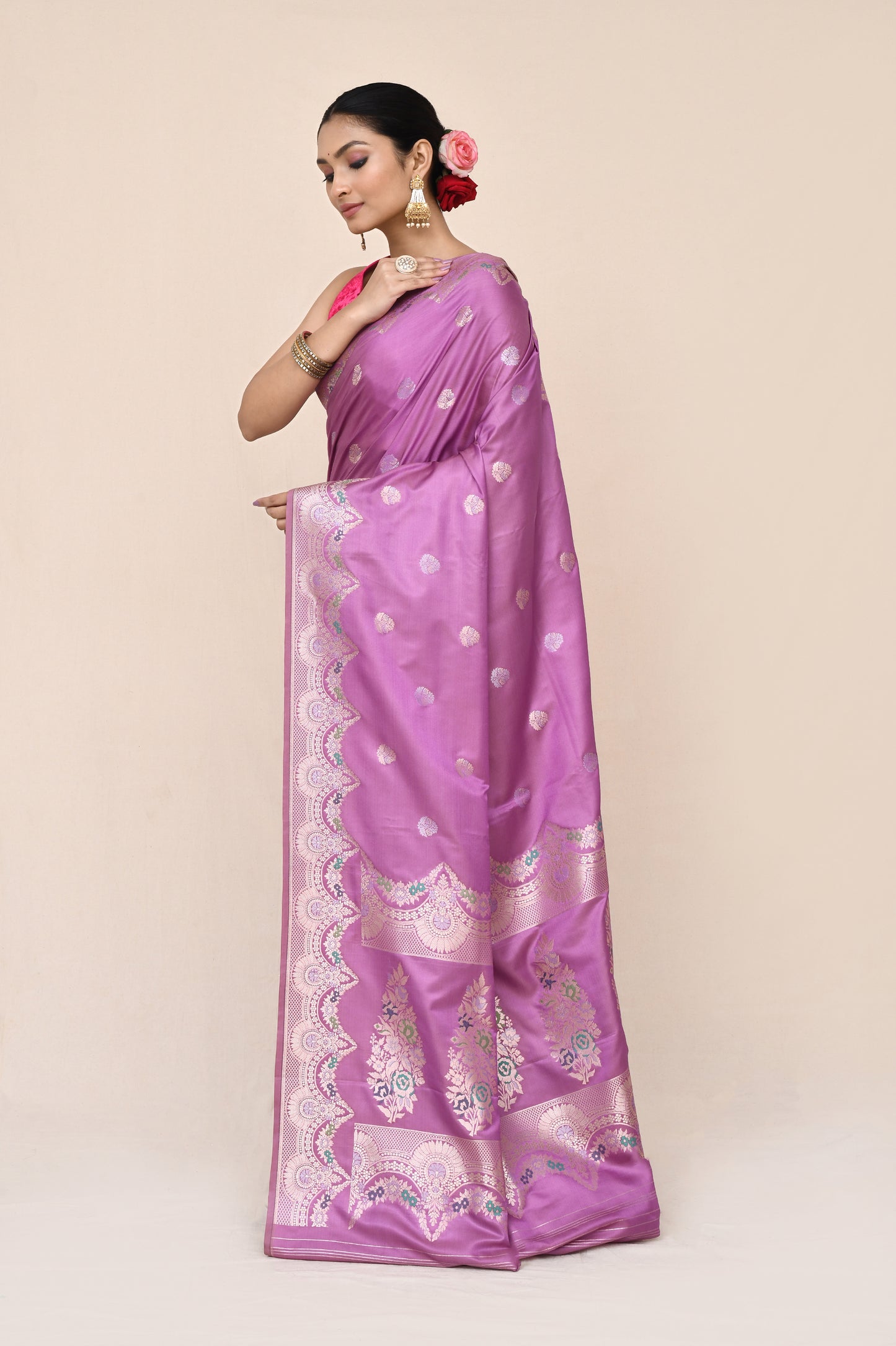 "WAAH BANARAS 042" Lavender Banarasi Katan Silk Saree