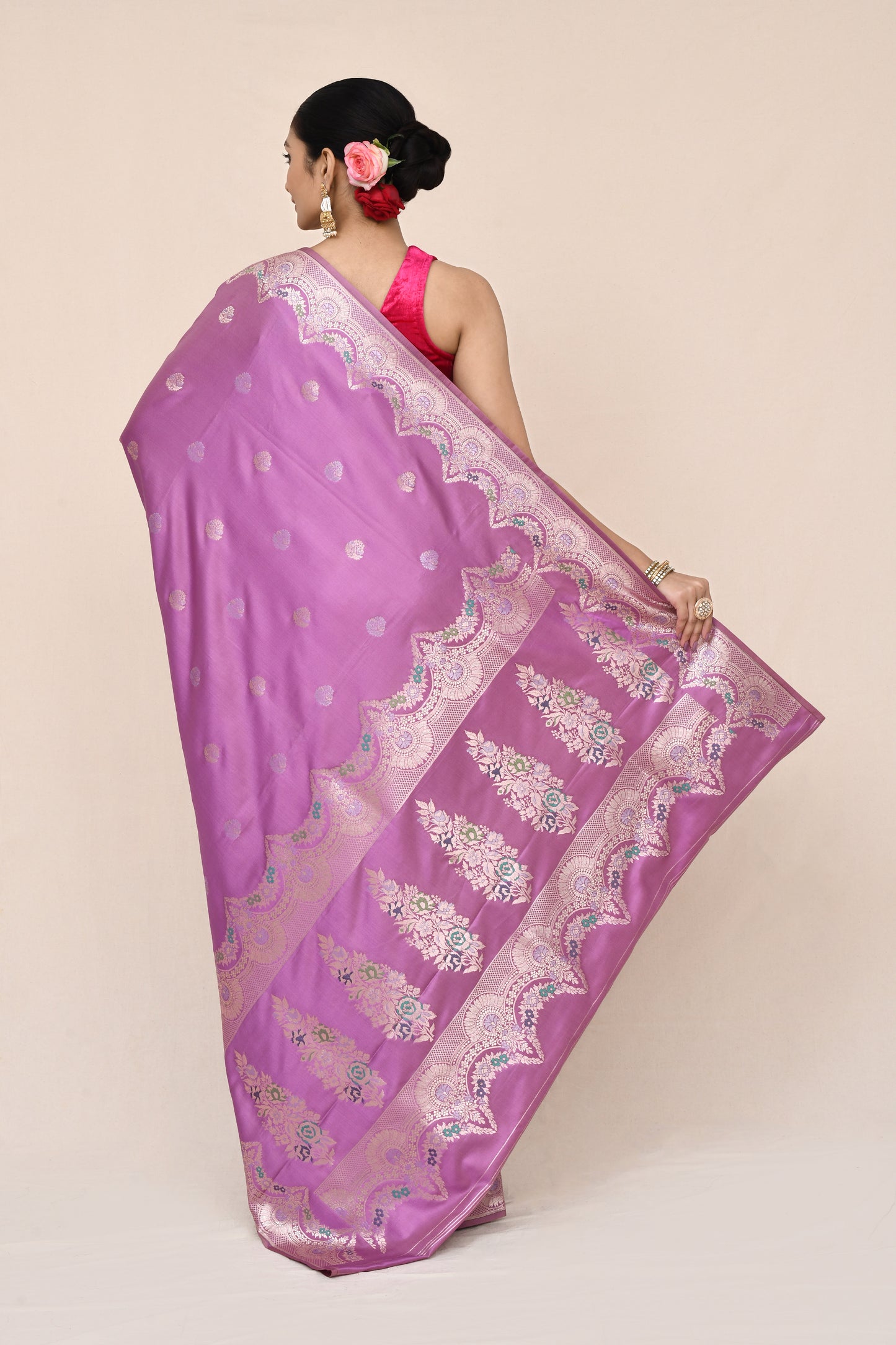 "WAAH BANARAS 042" Lavender Banarasi Katan Silk Saree
