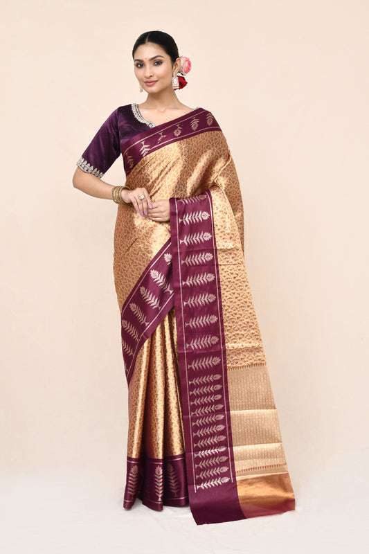 "UTSAV BANARAS 041" Golden Banarasi Tissue Silk Saree