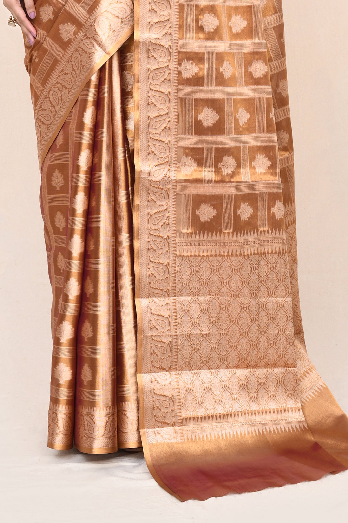 "UTSAV BANARAS 042" Peach Banarasi Tissue Silk Saree