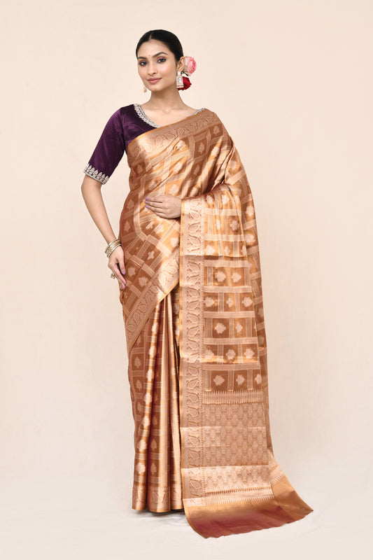 "UTSAV BANARAS 042" Peach Banarasi Tissue Silk Saree