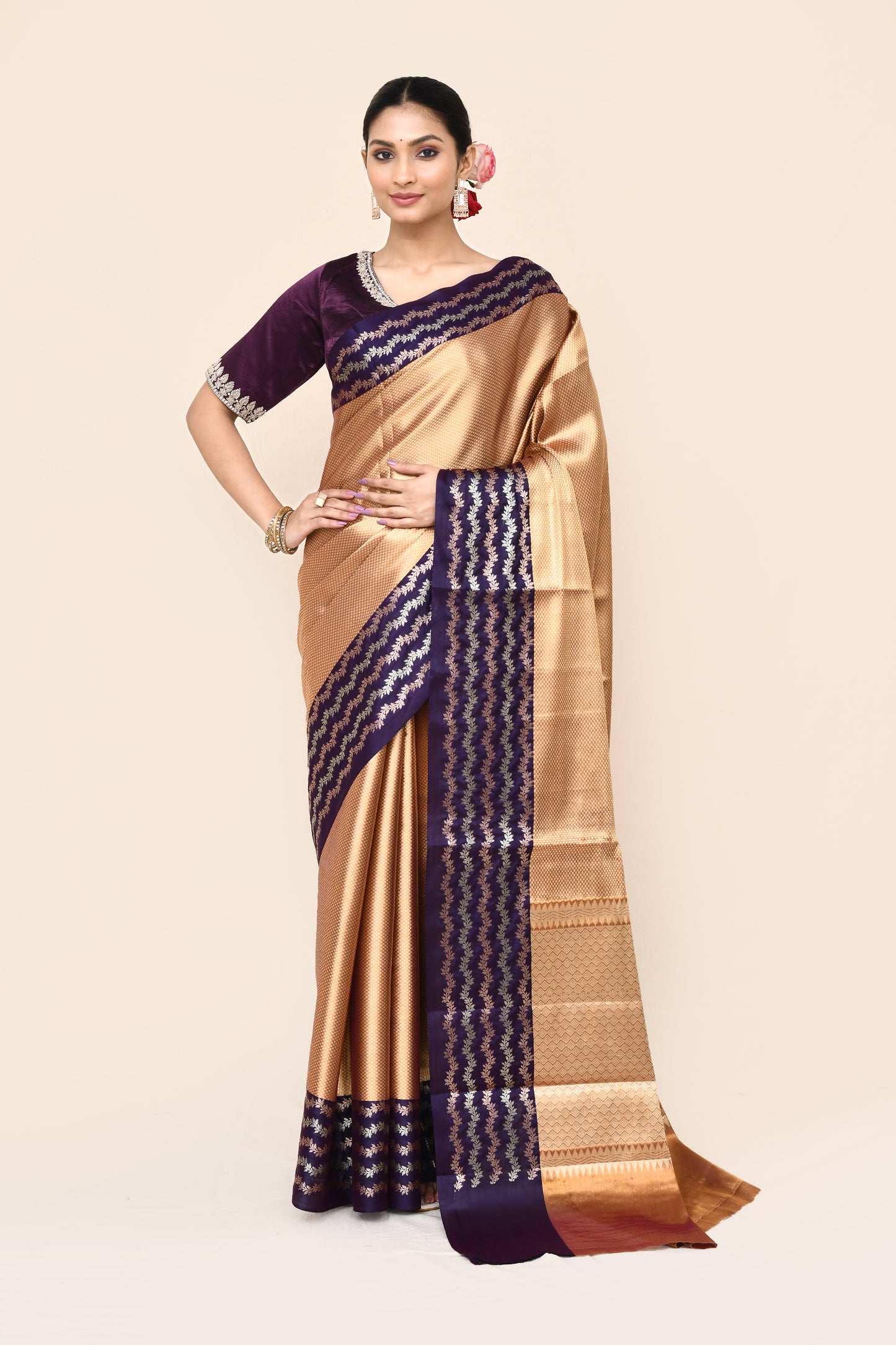 "UTSAV BANARAS 043" Golden Banarasi Tissue Silk Saree