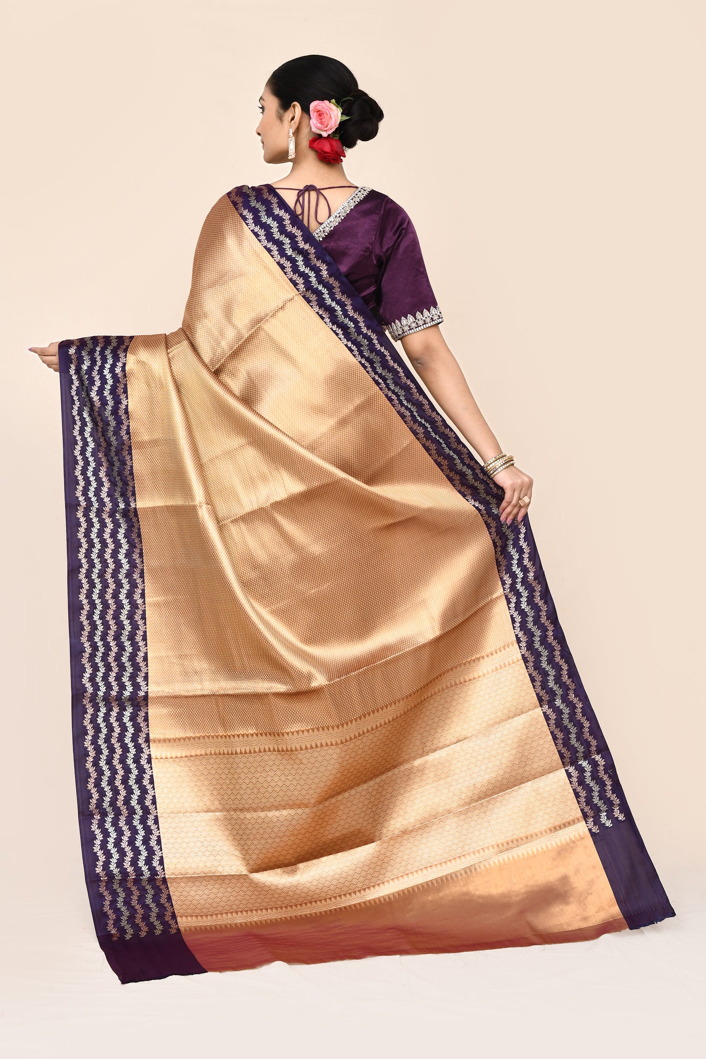 "UTSAV BANARAS 043" Golden Banarasi Tissue Silk Saree