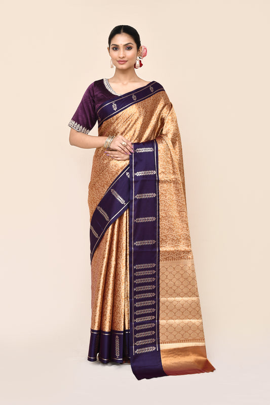 "UTSAV BANARAS 044" Golden Banarasi Tissue Silk Saree
