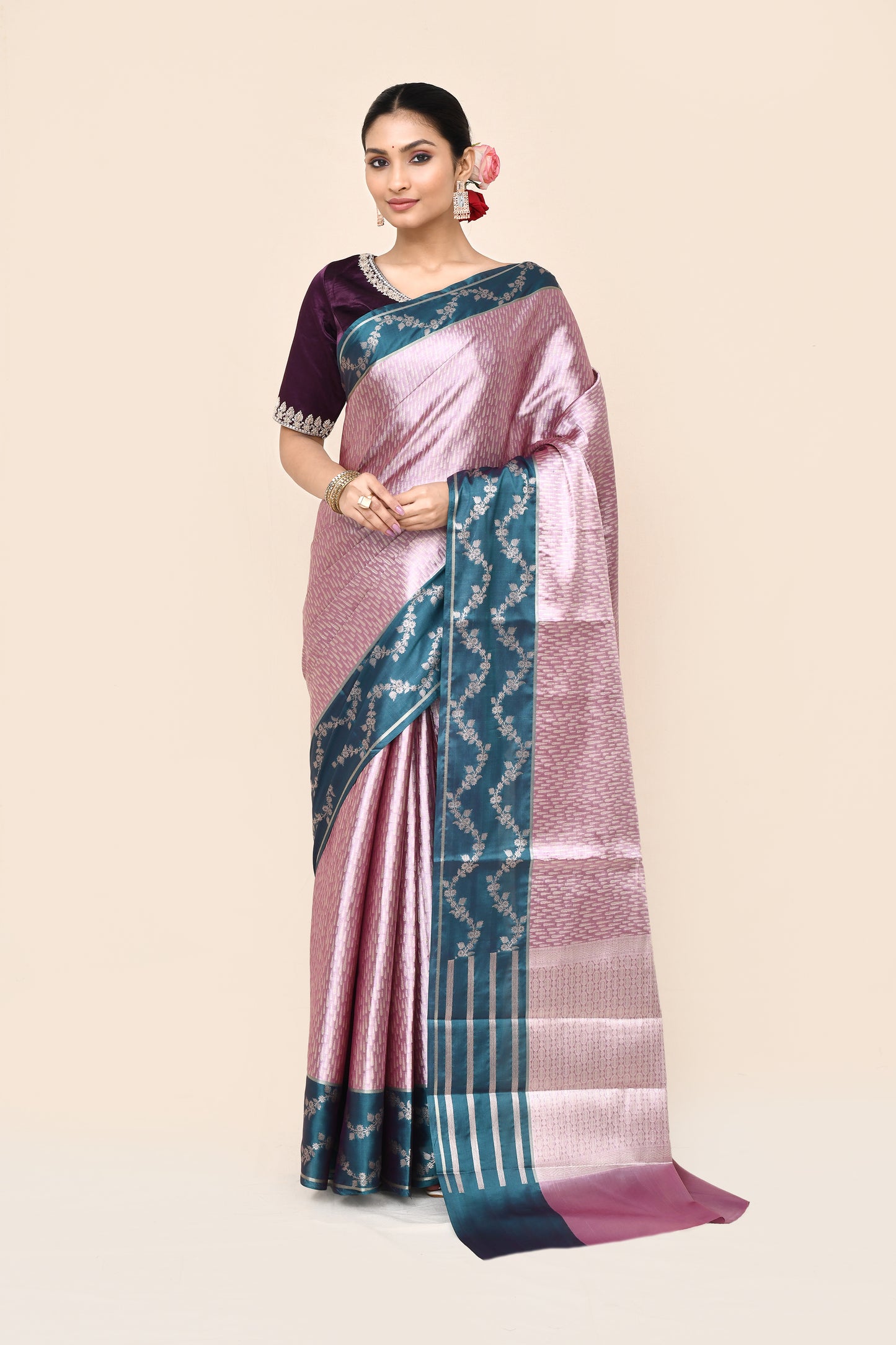 "UTSAV BANARAS 046" Pure Light Pink Banarasi Tissue Saree