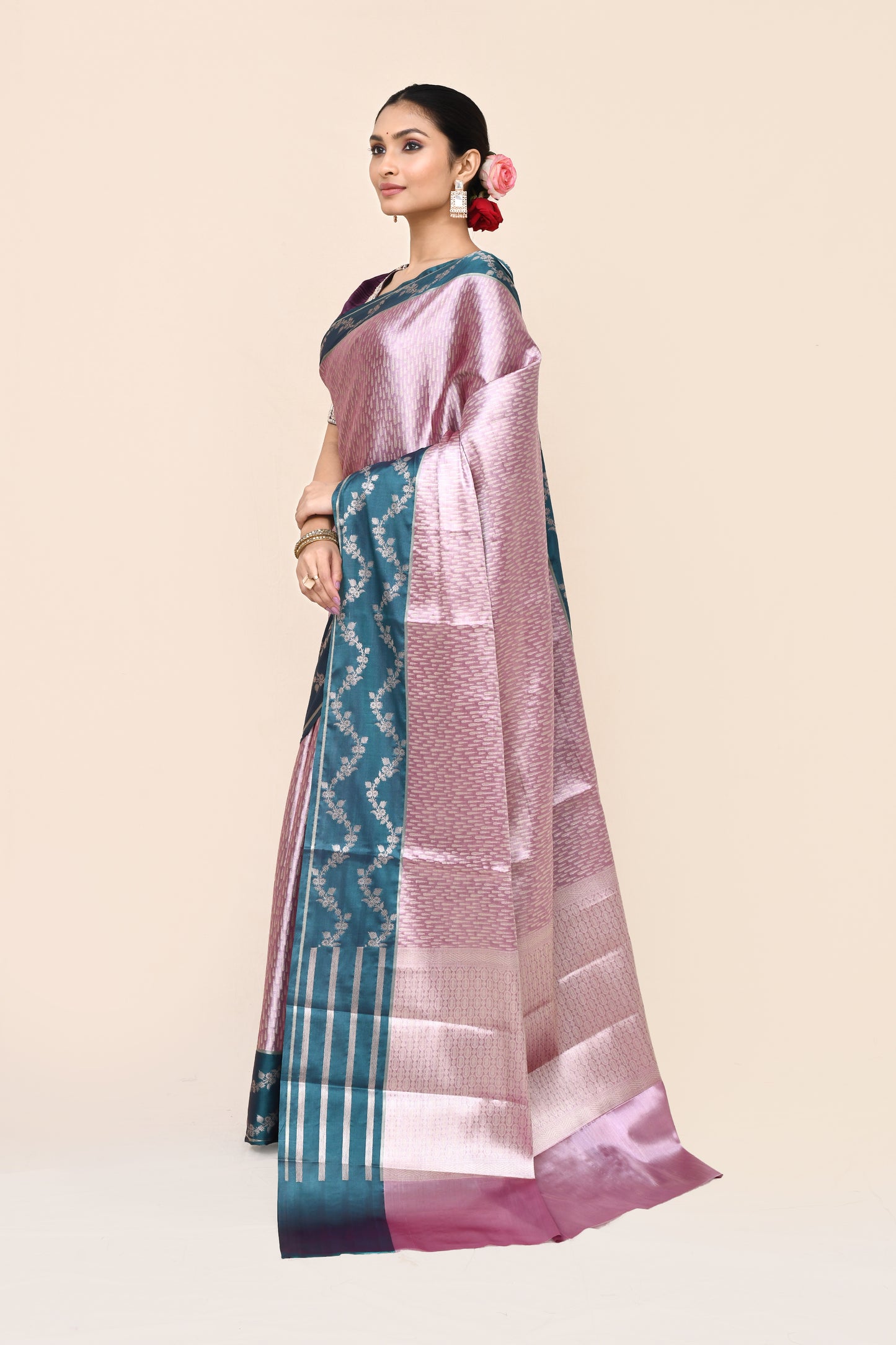 "UTSAV BANARAS 046" Pure Light Pink Banarasi Tissue Saree