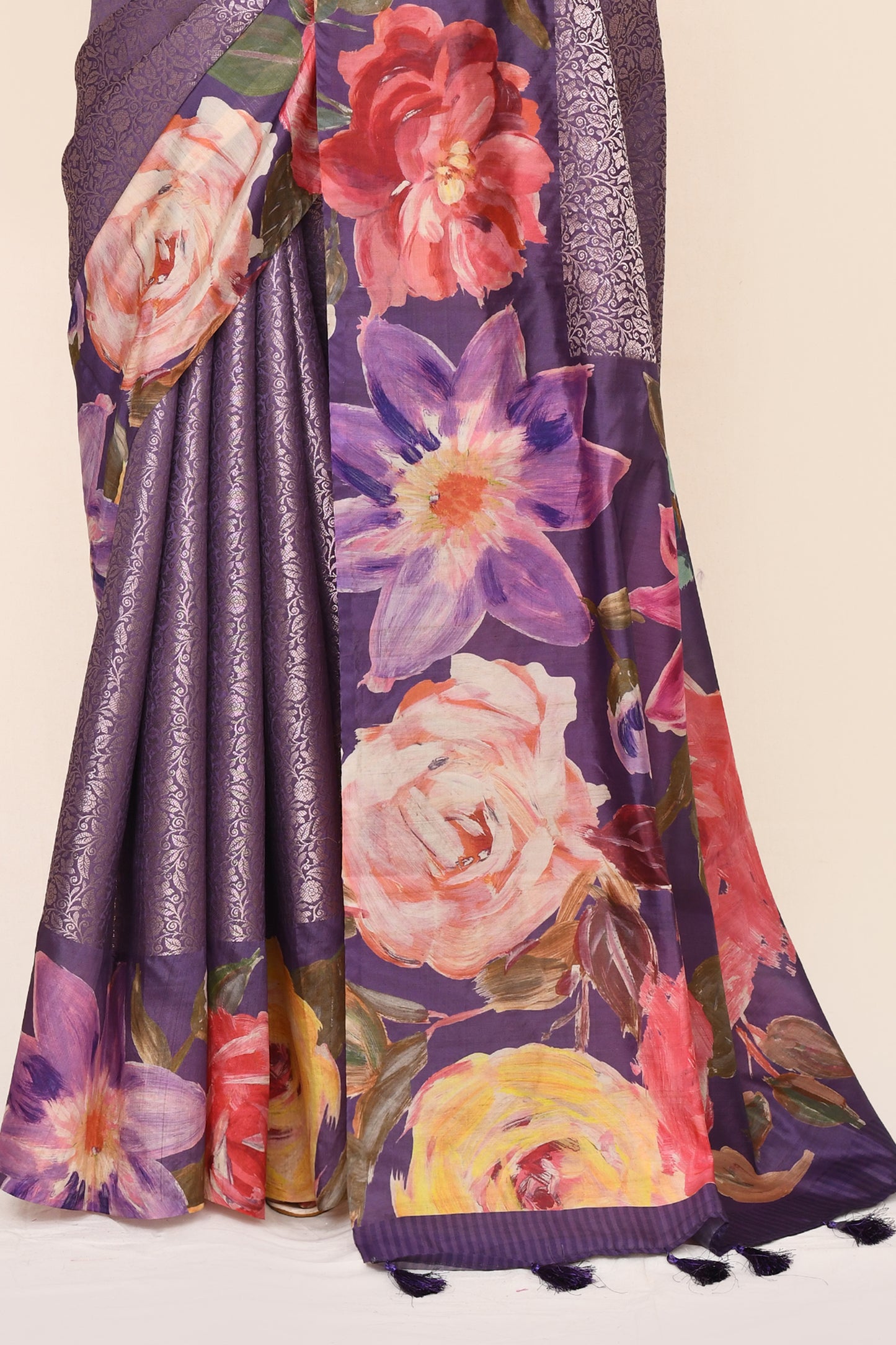 "Jagan" Pure Purple Banarasi Tanchui Silk Saree