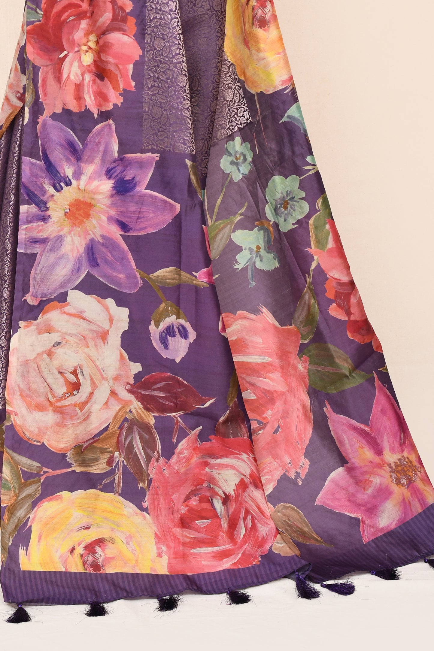 "Jagan" Pure Purple Banarasi Tanchui Silk Saree
