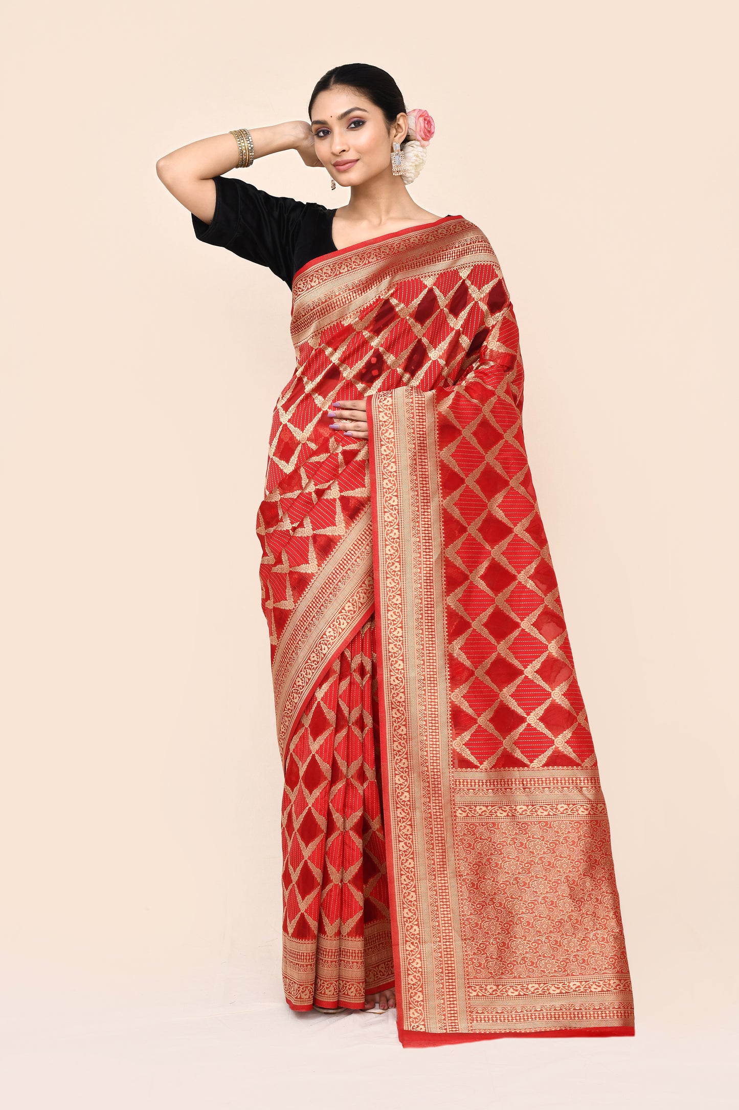 Brahmas Red Banarasi Silk Saree