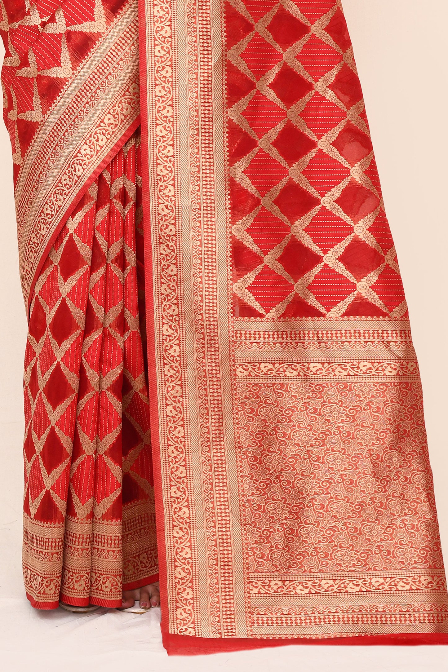 Brahmas Red Banarasi Silk Saree