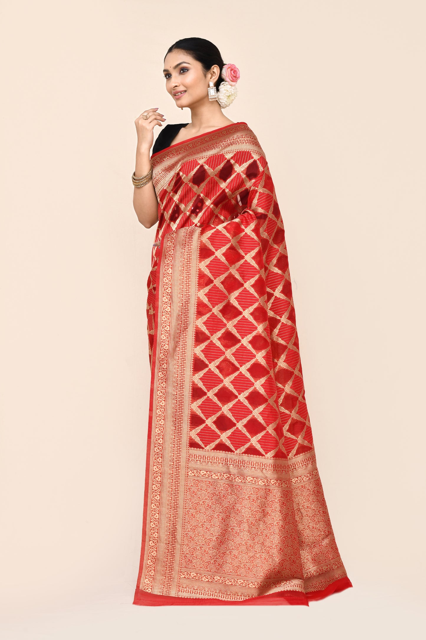 Brahmas Red Banarasi Silk Saree