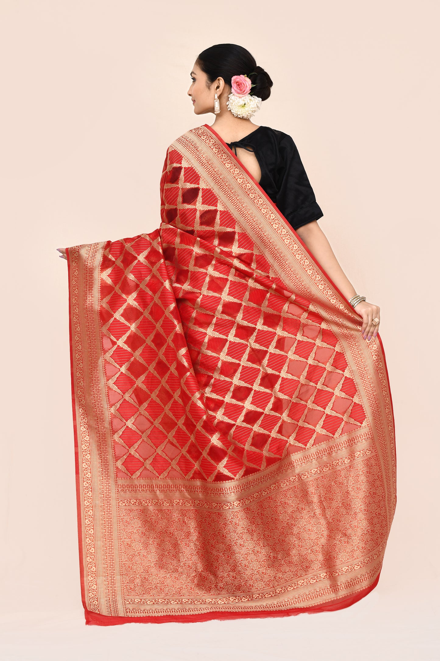 Brahmas Red Banarasi Silk Saree