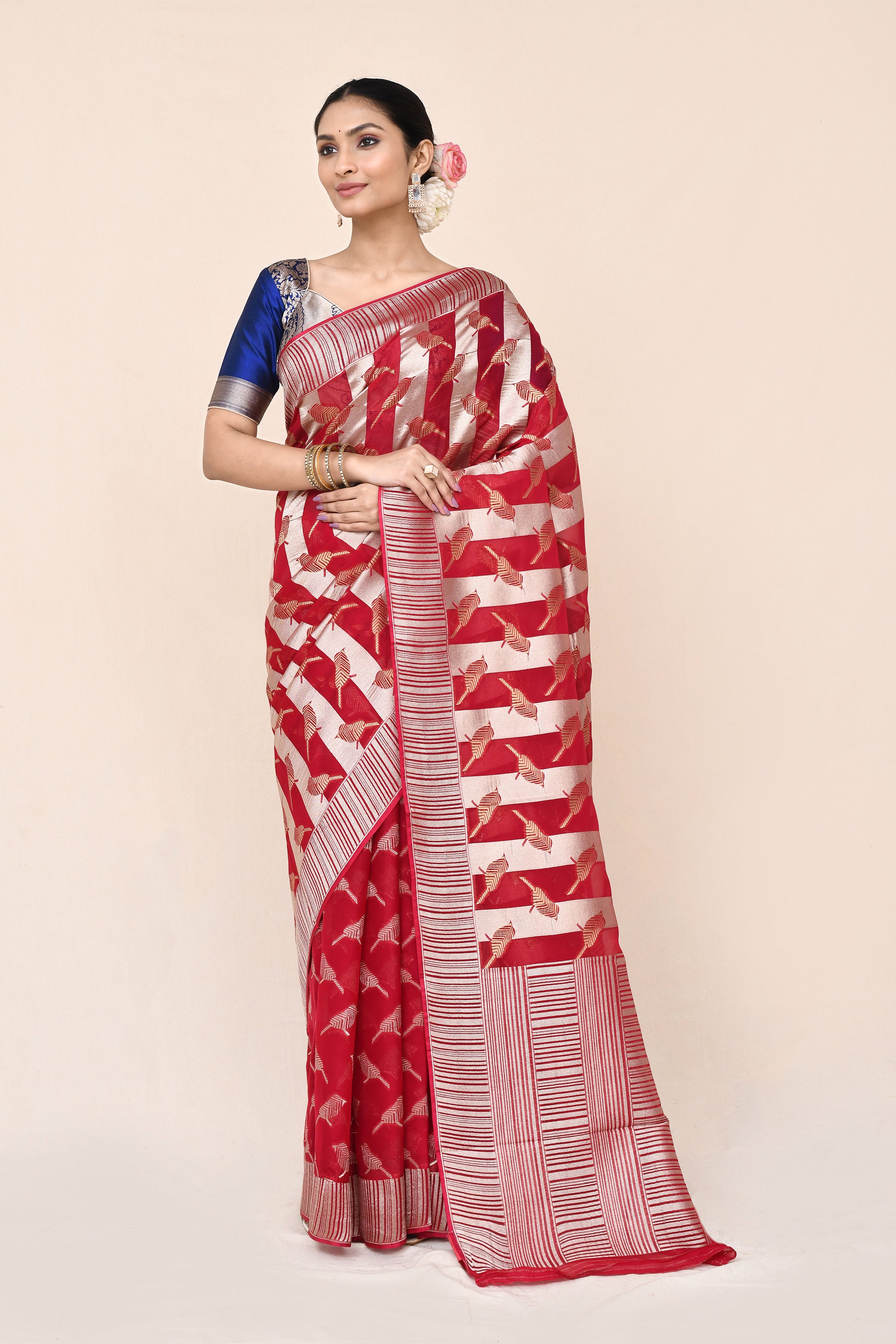 "WAAH BANARAS 049" Rani Banarasi Silk Georgatte Handloom Saree