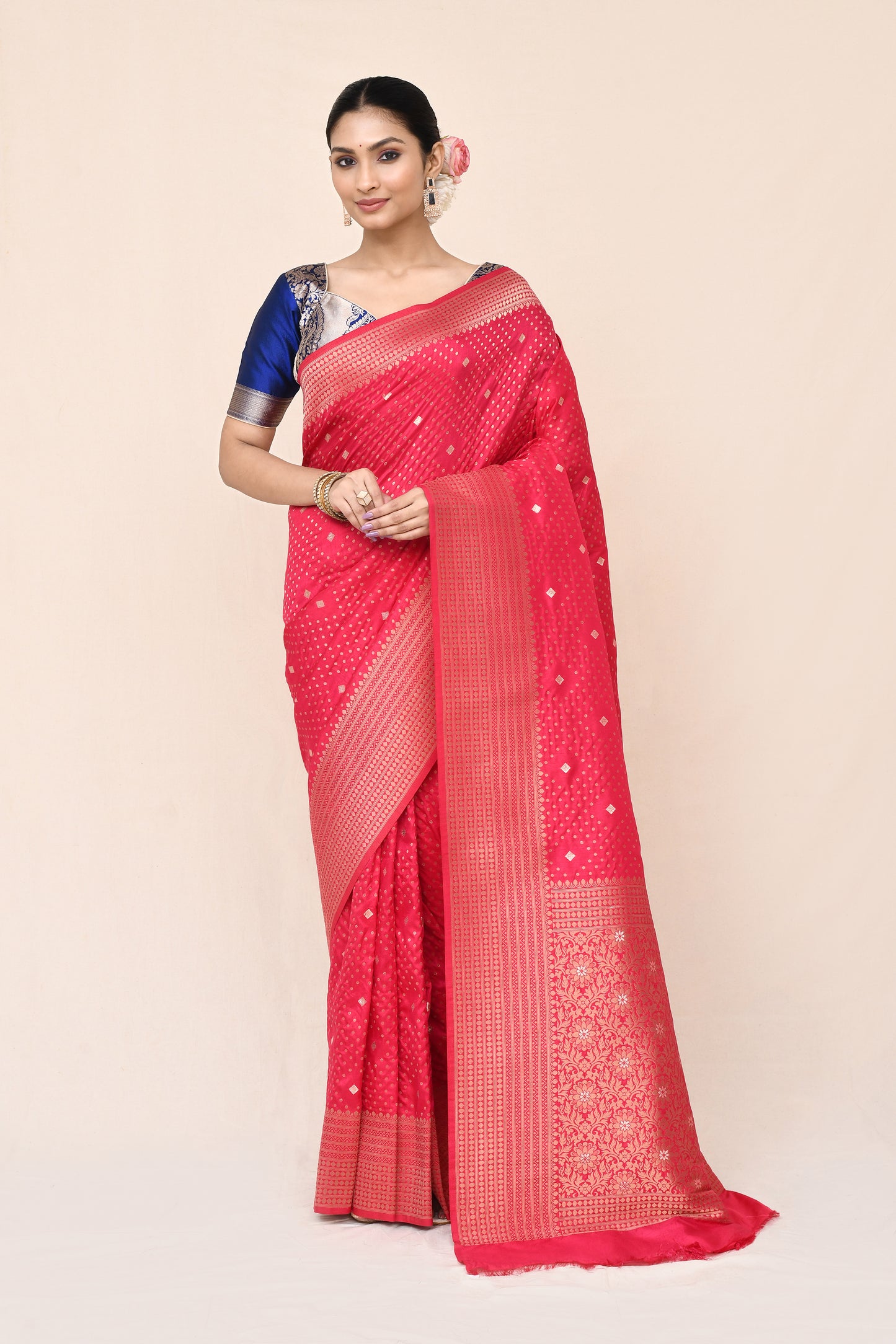 "Mayi" Pure Red Banarasi Silk Saree