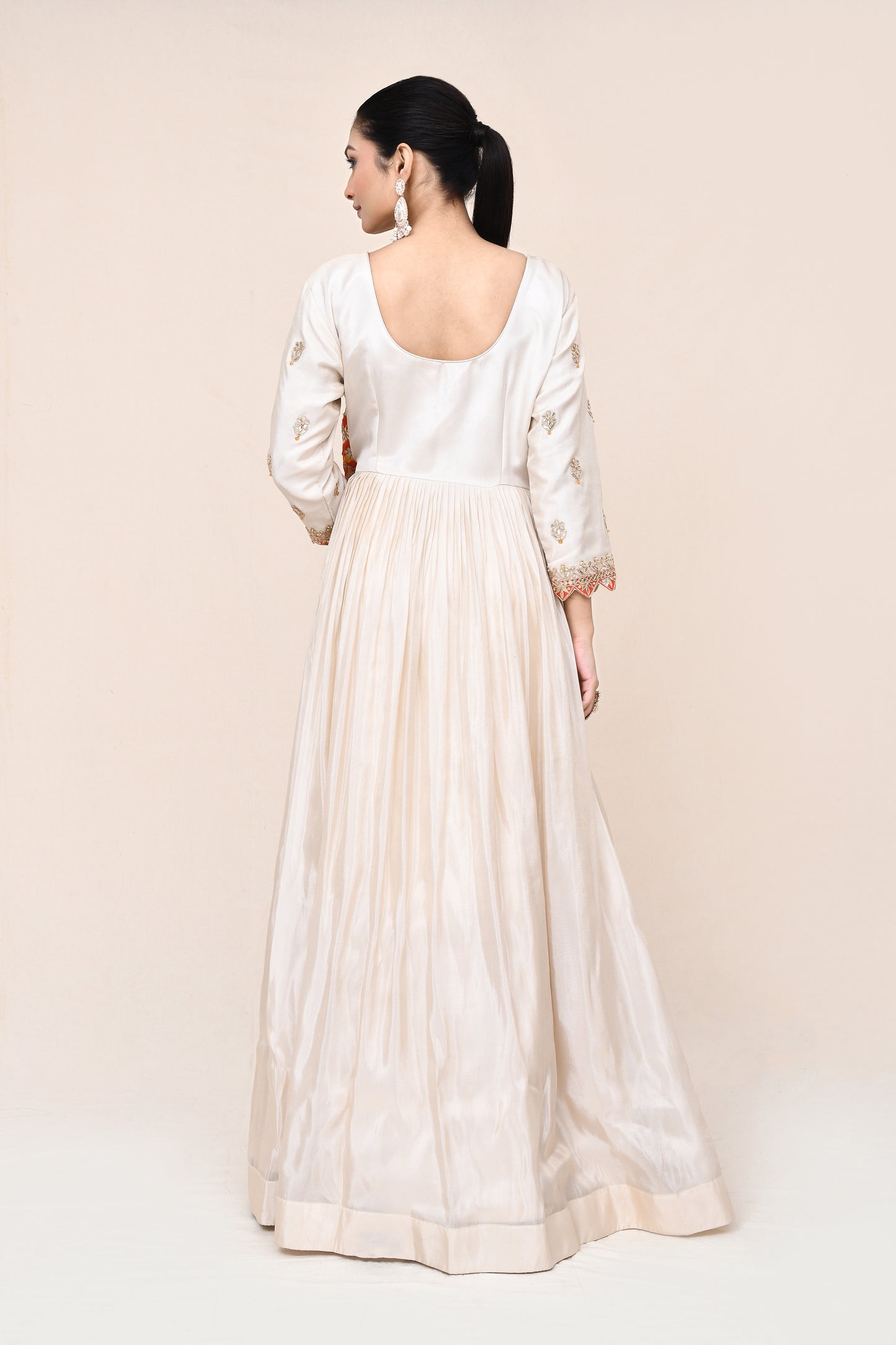 "Rakta" Pure Off White Tissue Silk Gota Patti Work Gown