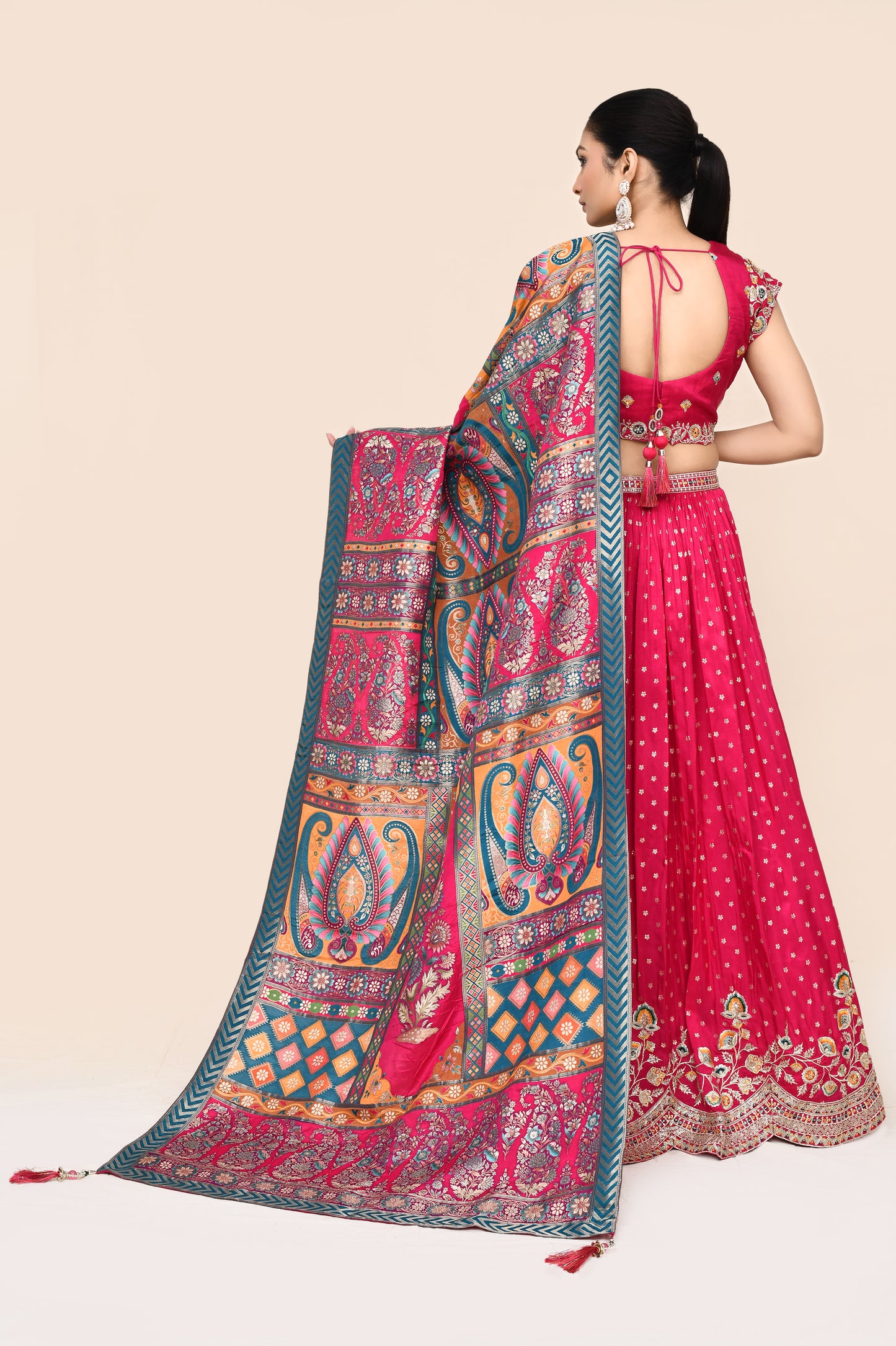 "MANSI 003" Pure Red Banarasi Lehenga