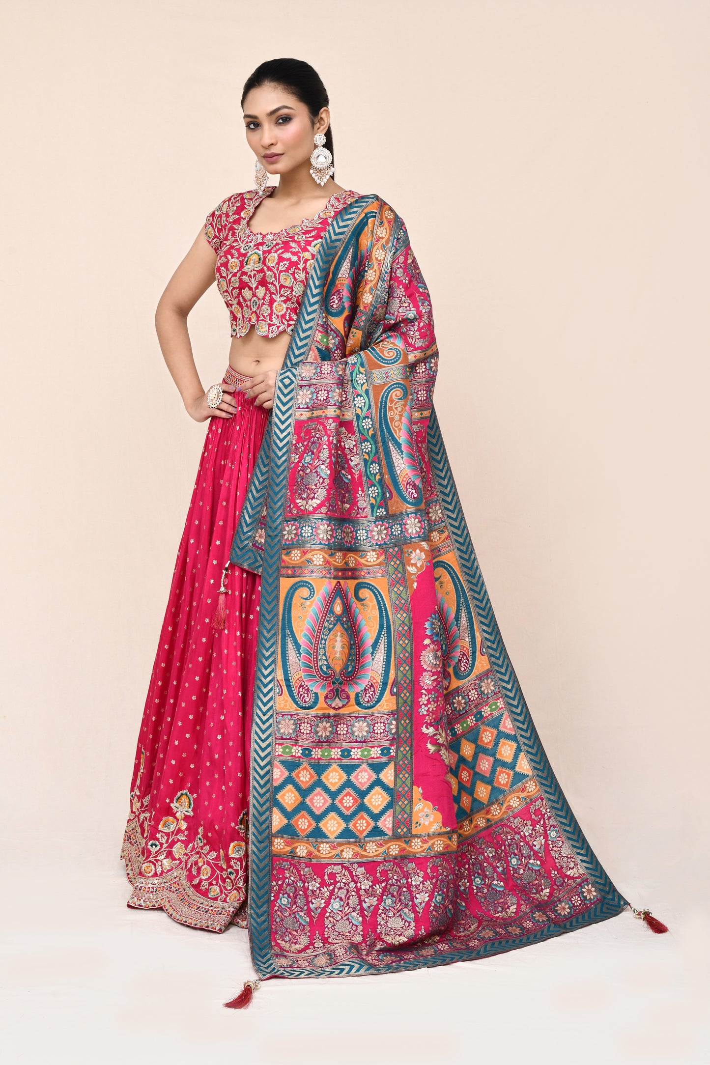 "Prashanti" Pure Red Banarasi Lehenga