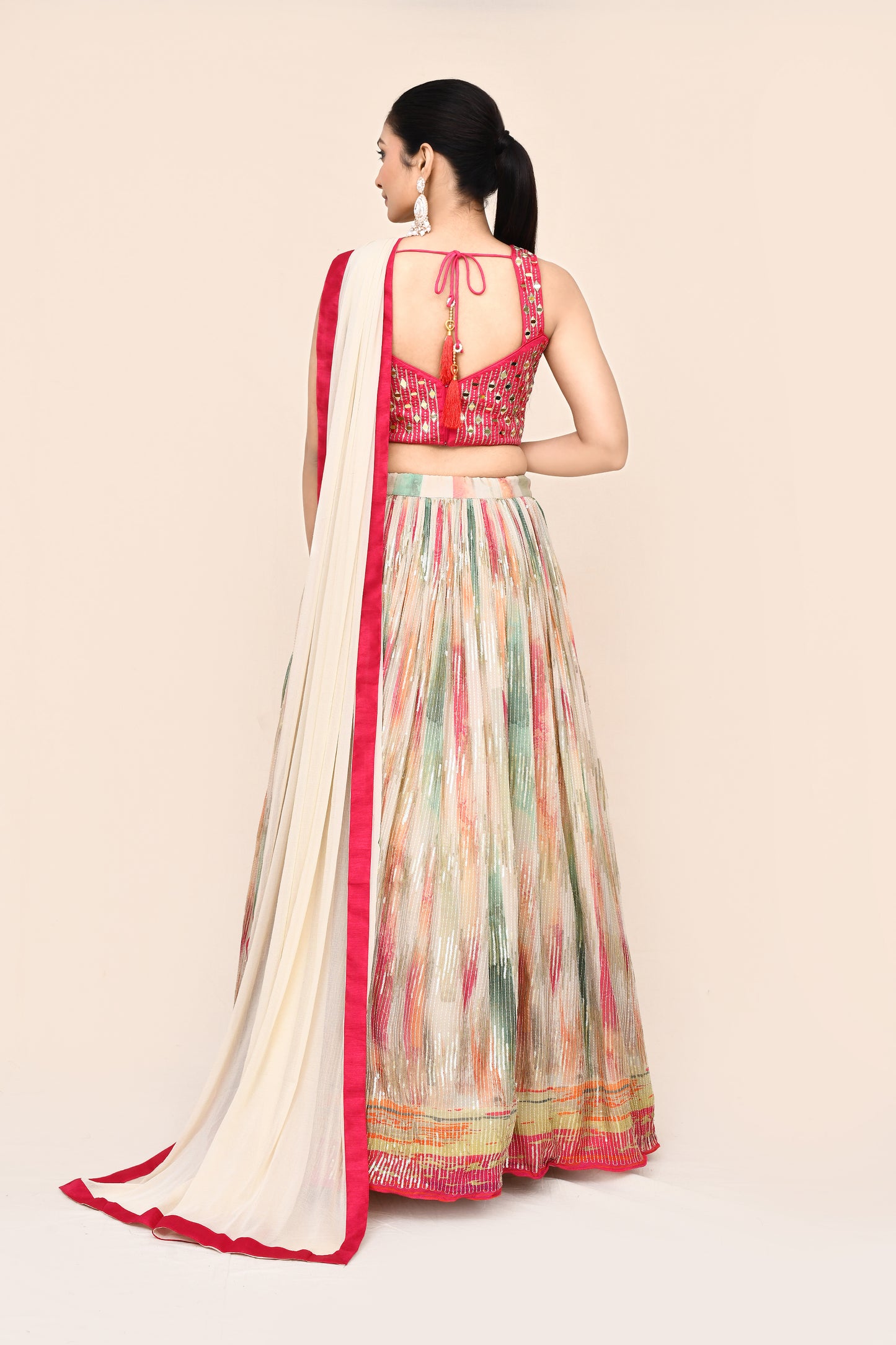 "Padhi" Pure Multi Color Georgette Sequence Lehenga